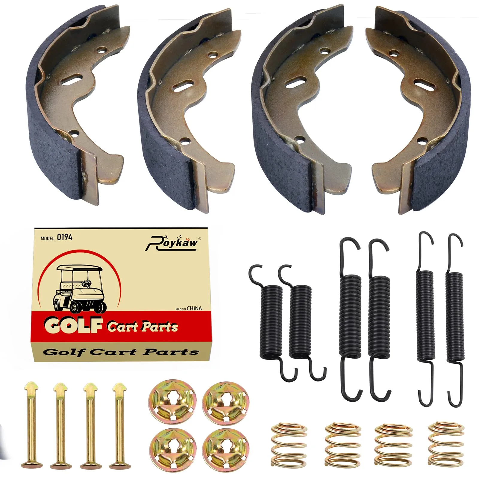 Roykaw Brake Shoes and Spring Kit for E-Z-GO and Yamaha