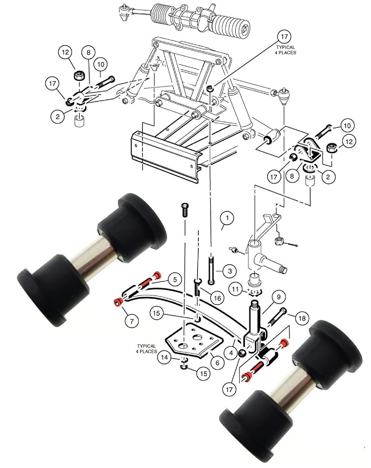 DRIVE UP DU00240 Front Leaf Spring Bushing Kit for Club Car DS image 4