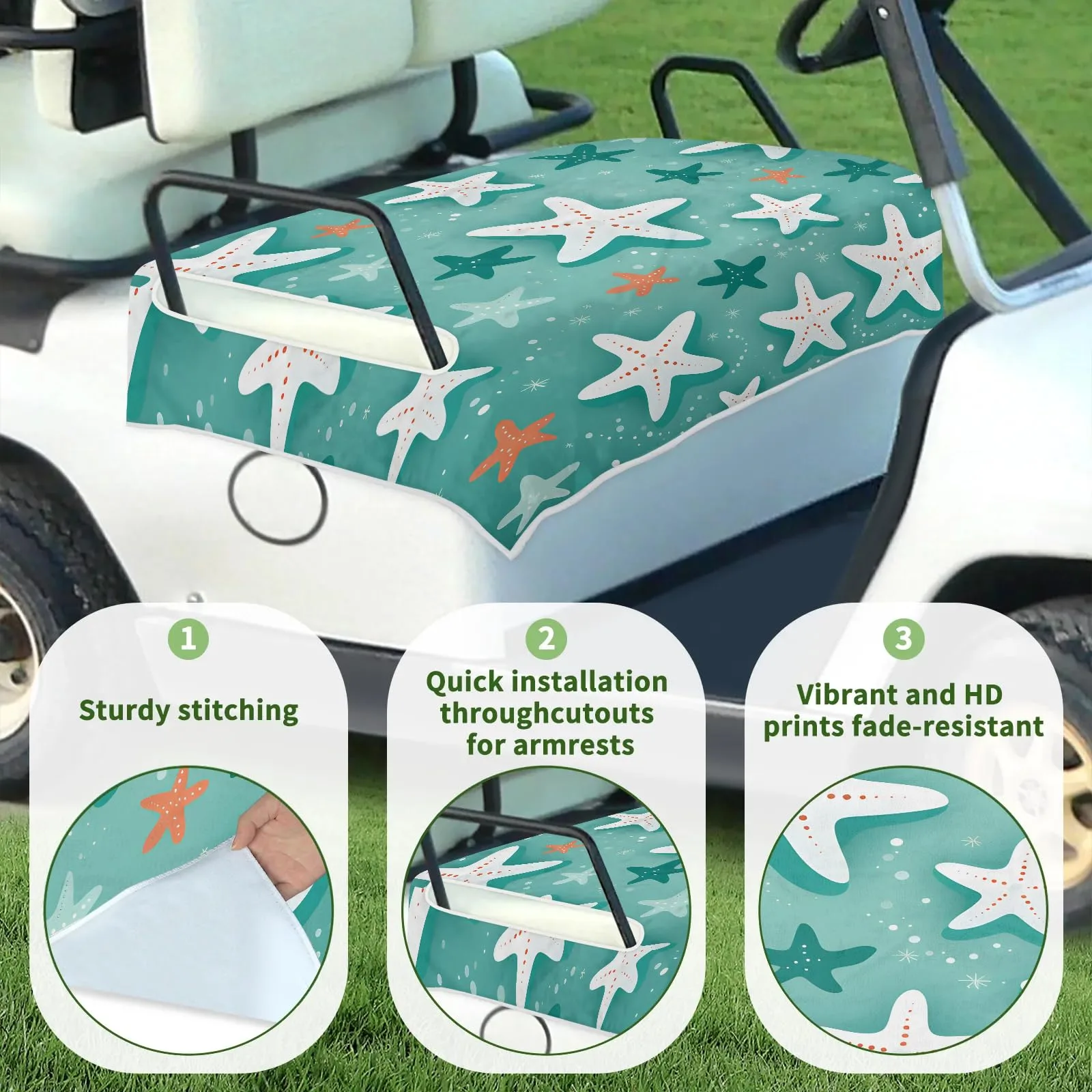 Tiveruda Sea Starfish Golf Cart Seat Cover, 51 x 31 in image 3