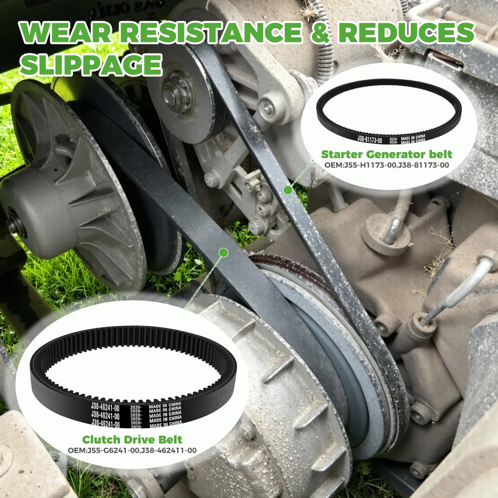 10L0L Yamaha Golf Cart Starter Generator & Drive Belt Kit image 3