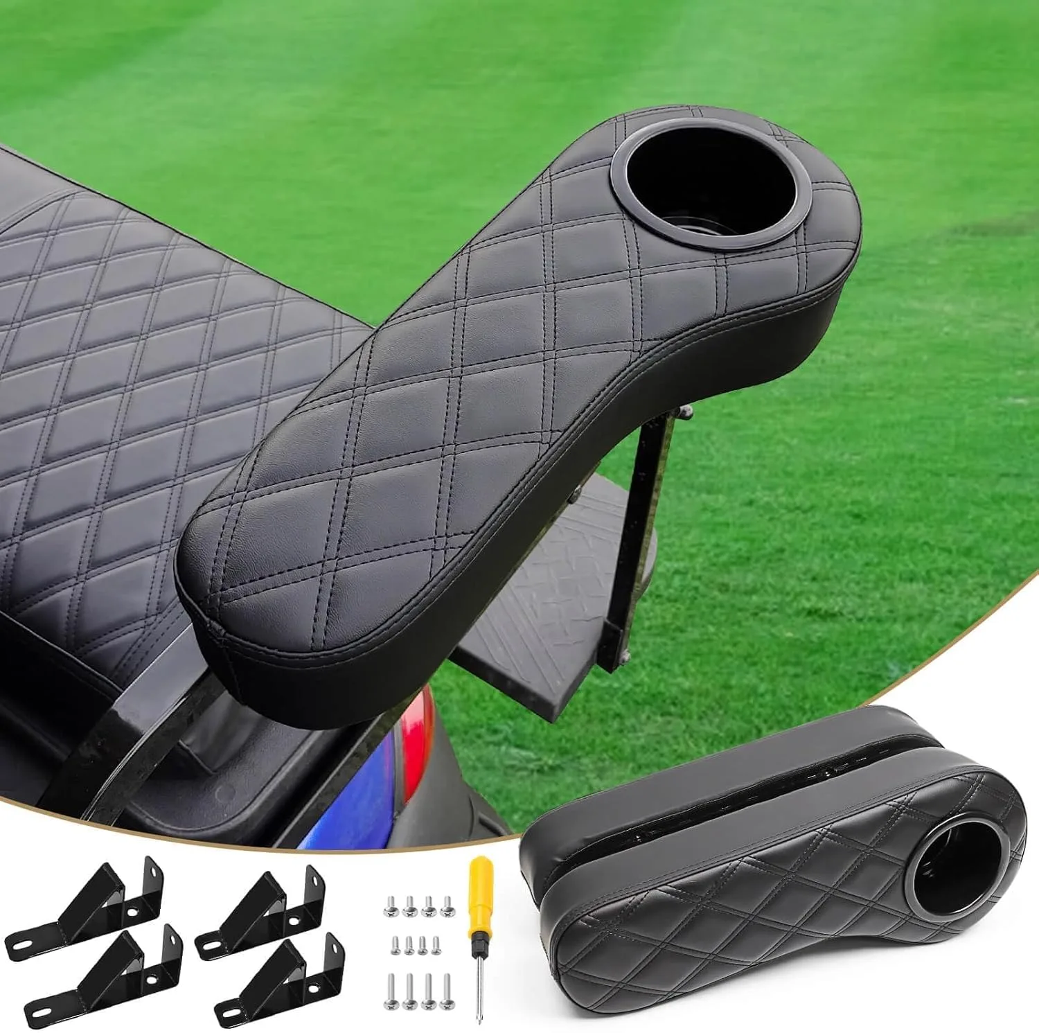 LEAPGOMAX Golf Cart Rear Seat Armrest with Cup Holders