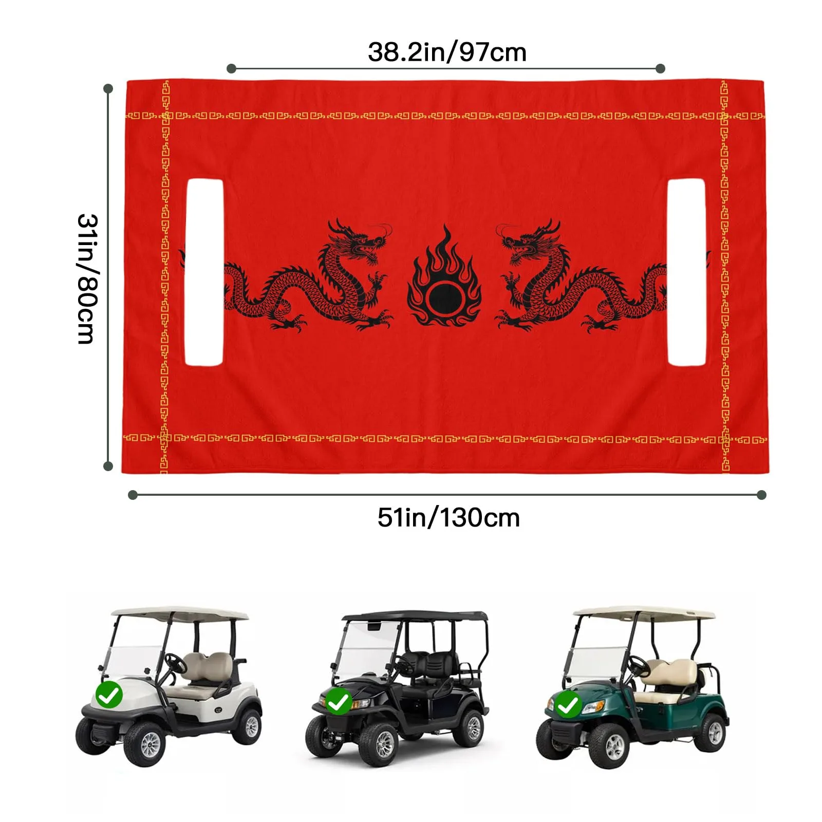 Trosturdspn Golf Cart Seat Cover Blanket, Red, 51 x 31 in image 2