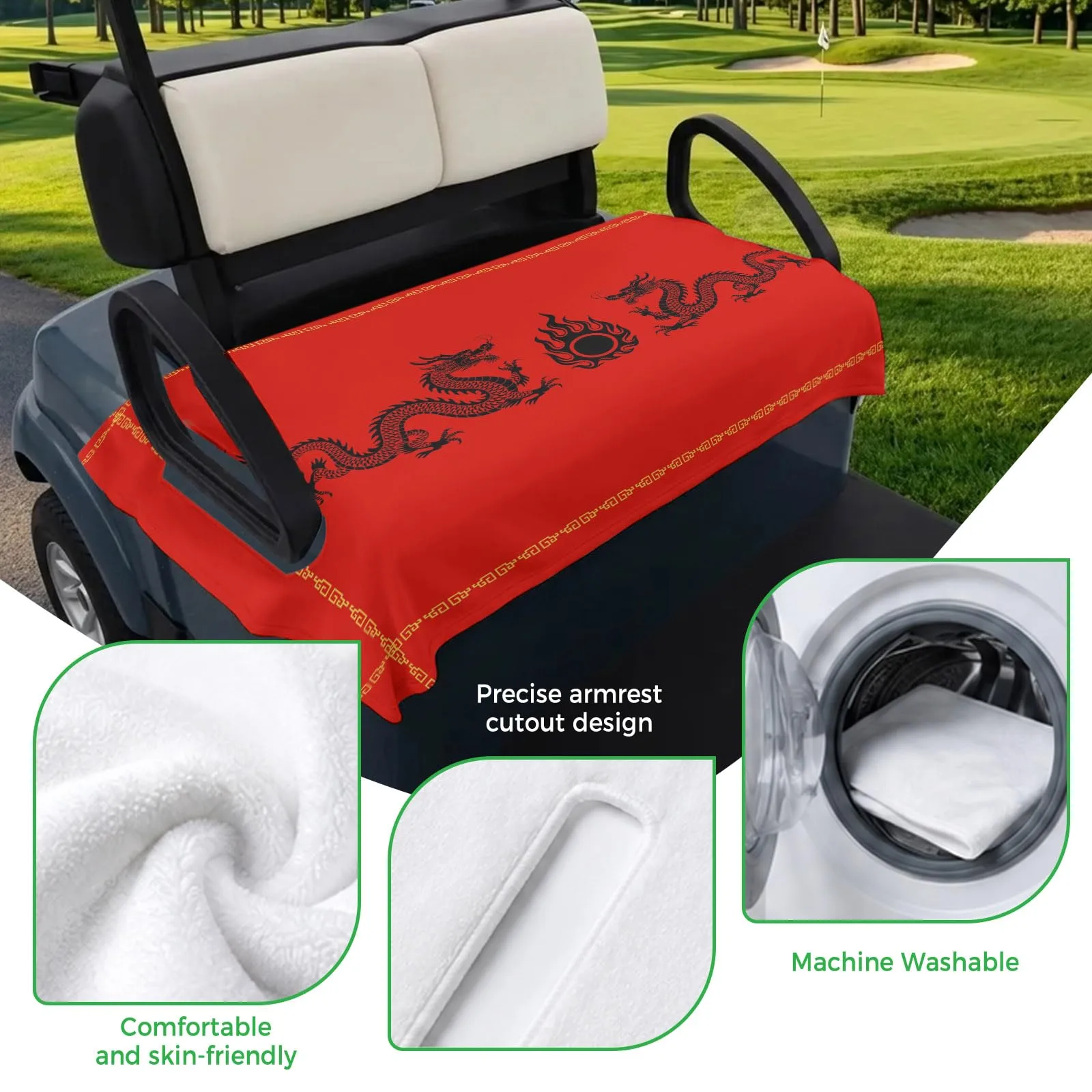 Trosturdspn Golf Cart Seat Cover Blanket, Red, 51 x 31 in image 3