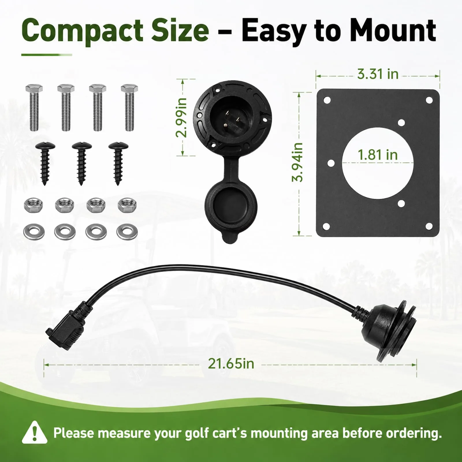 CRESCENTURE Golf Cart Charger Port Adapter 120V image 3