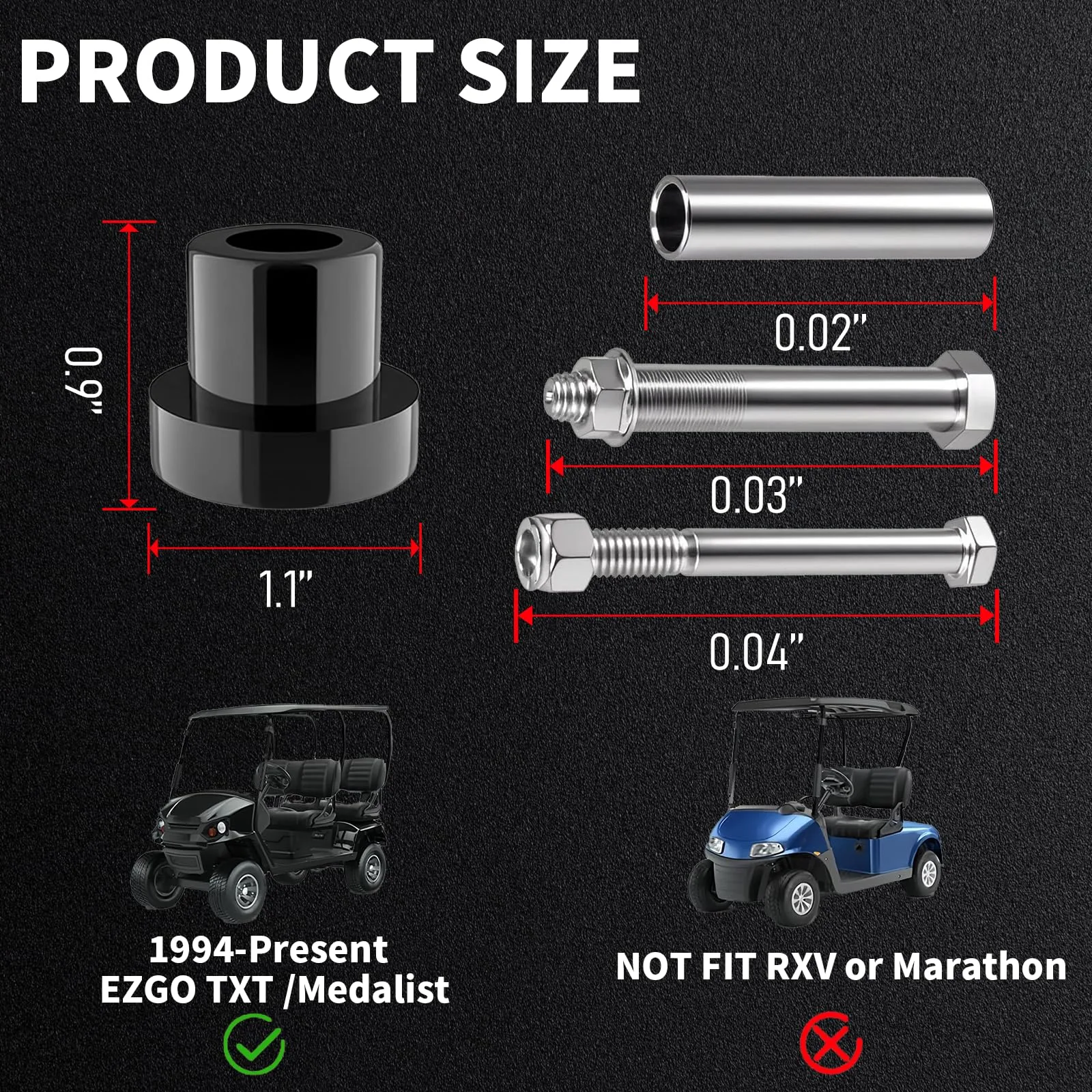 RIZINKART Rear Leaf Spring Bushing Kit for E-Z-GO TXT image 2