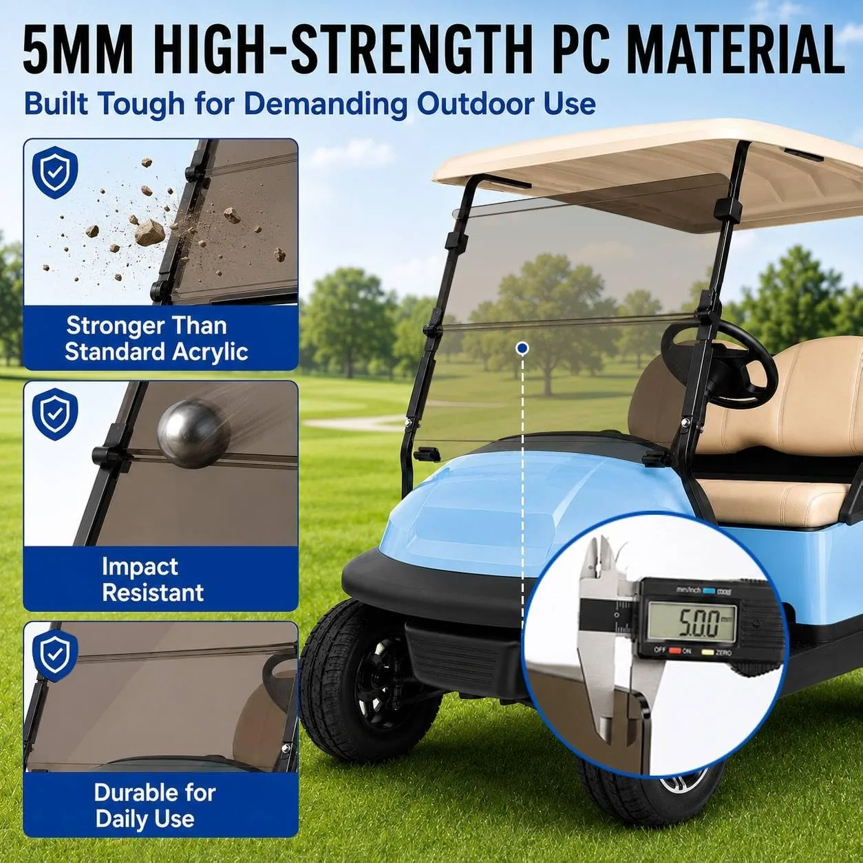 Moveland Fold-Down Windshield for Club Car Precedent image 2