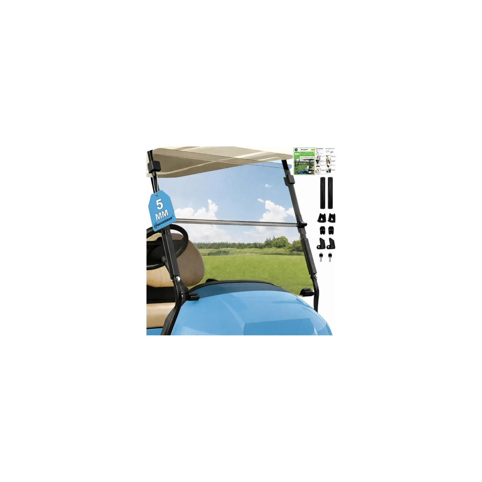 Moveland Fold-Down Windshield for Club Car Precedent