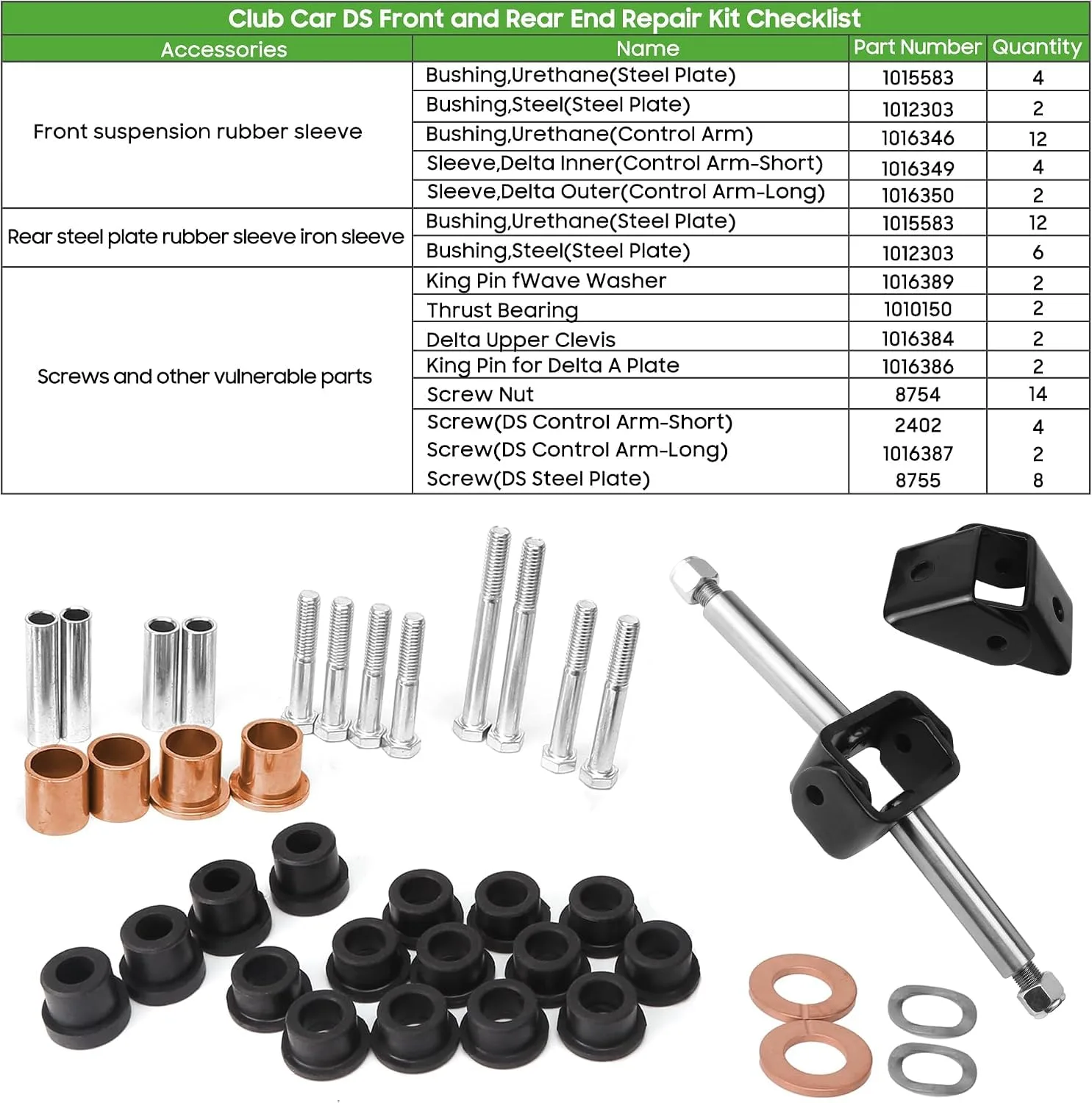 10L0L Club Car DS Front-End Rebuild Kit STE-Y232-C-B12 image 3