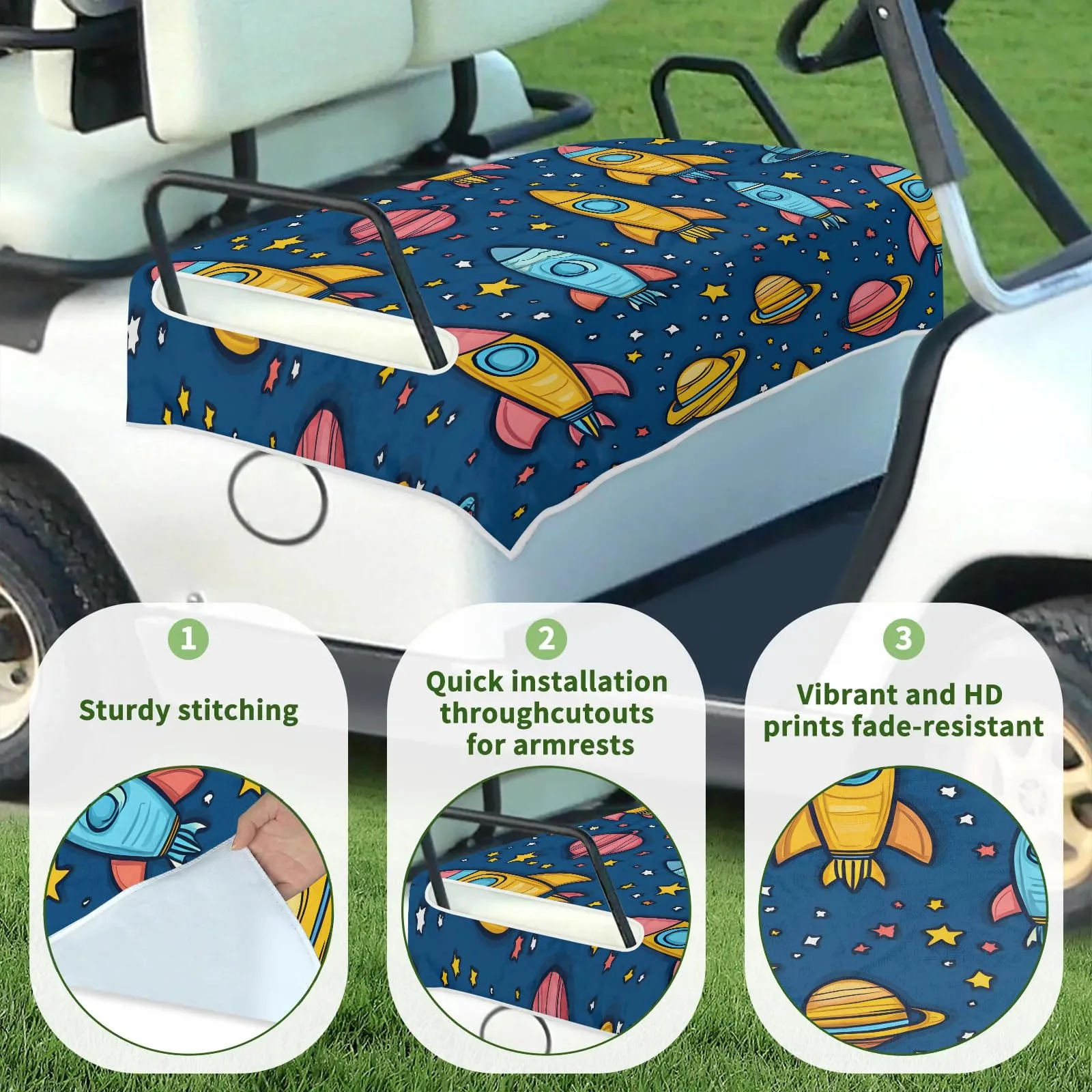 Tiveruda Golf Cart Seat Cover for Double Seats image 3