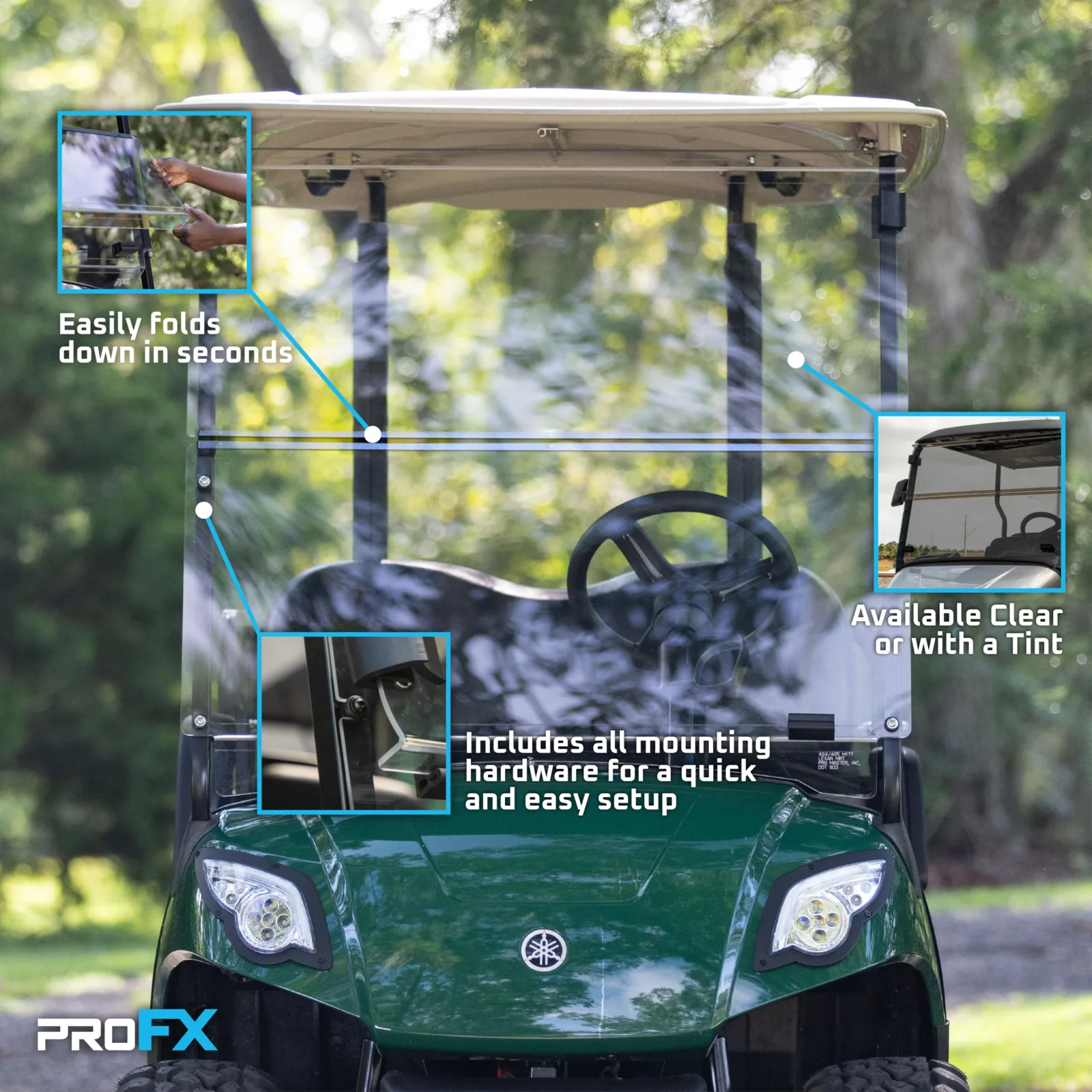 ProFX PFX4011 Windshield for Yamaha G29/Drive 2007-2016 image 2