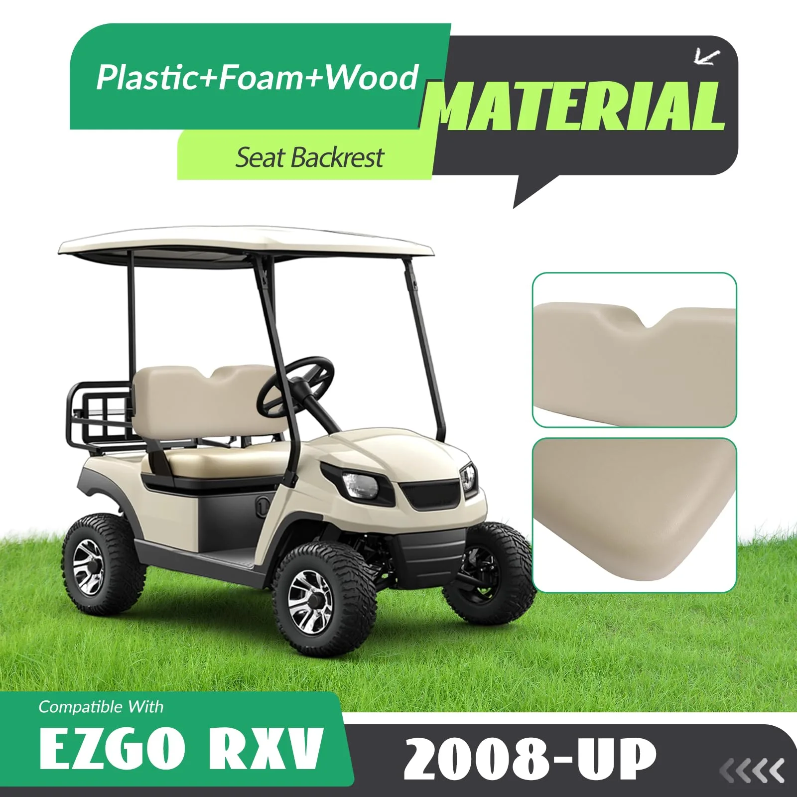 WUTIST Front Seat Cushion & Backrest for E-Z-GO RXV (GO-5056) image 2