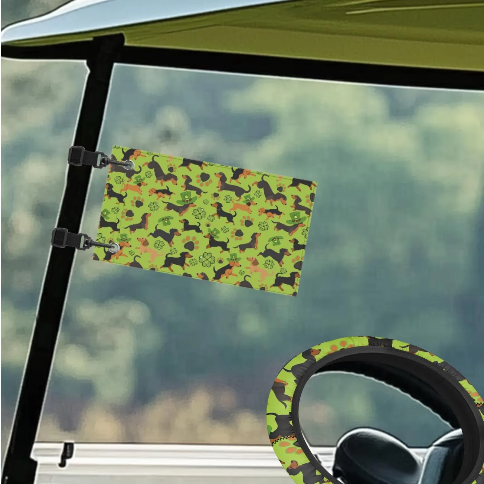 INSTANTARTS Golf Cart Seat Covers and Steering Wheel Set image 2