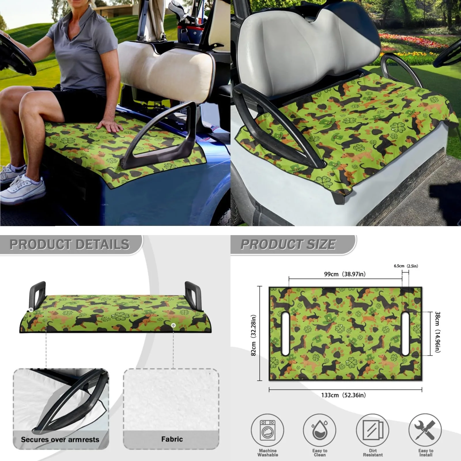 INSTANTARTS Golf Cart Seat Covers and Steering Wheel Set image 3
