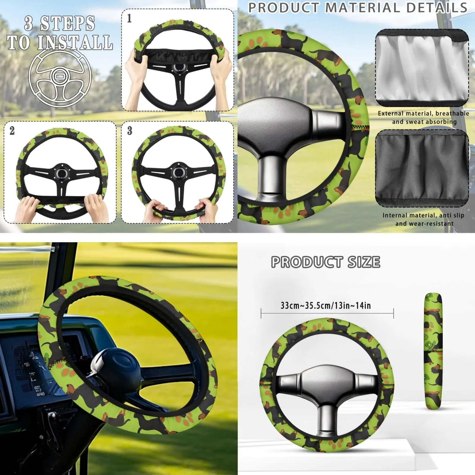 INSTANTARTS Golf Cart Seat Covers and Steering Wheel Set image 4