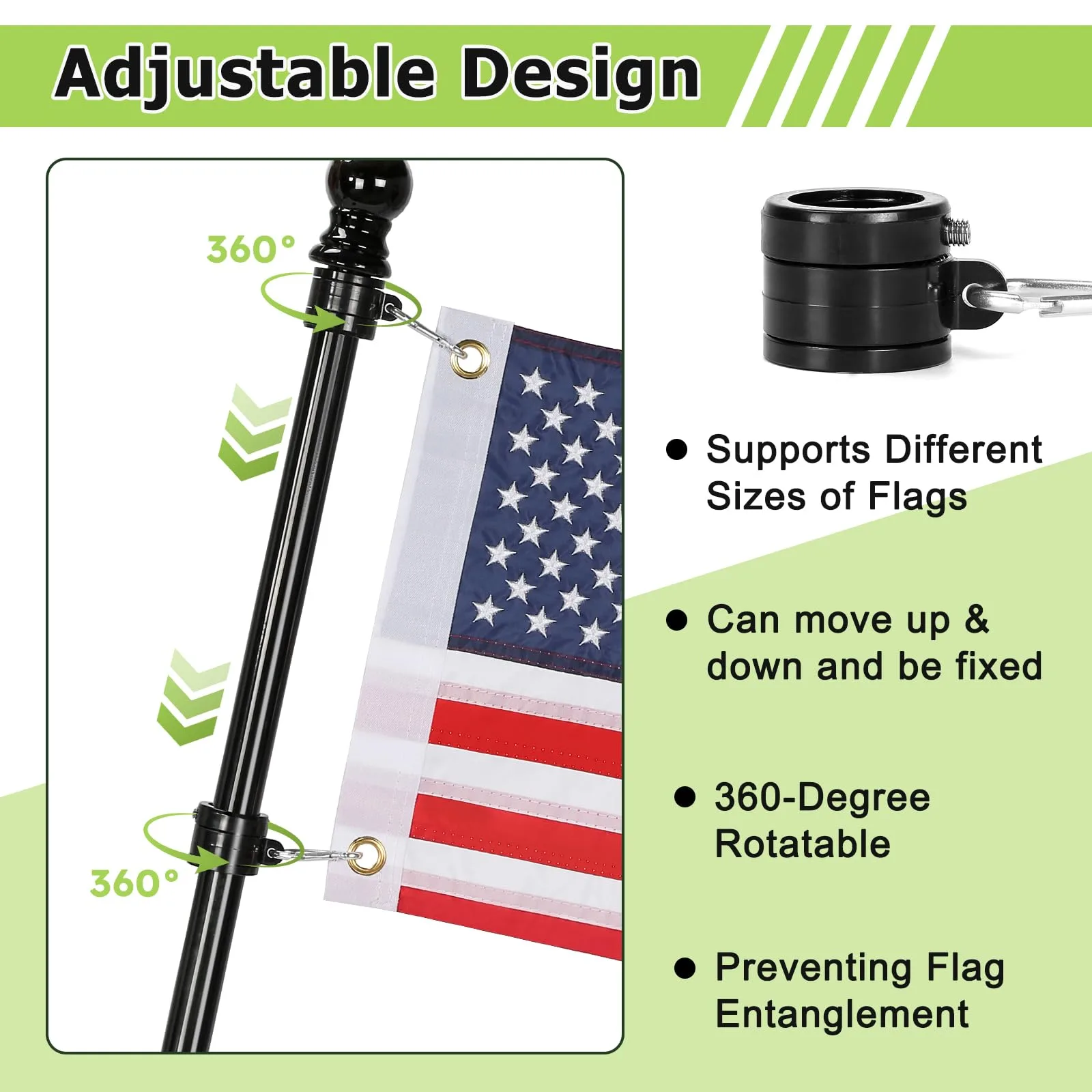 WEIMELL Golf Cart Flag Holder Kit with USA Flag image 4