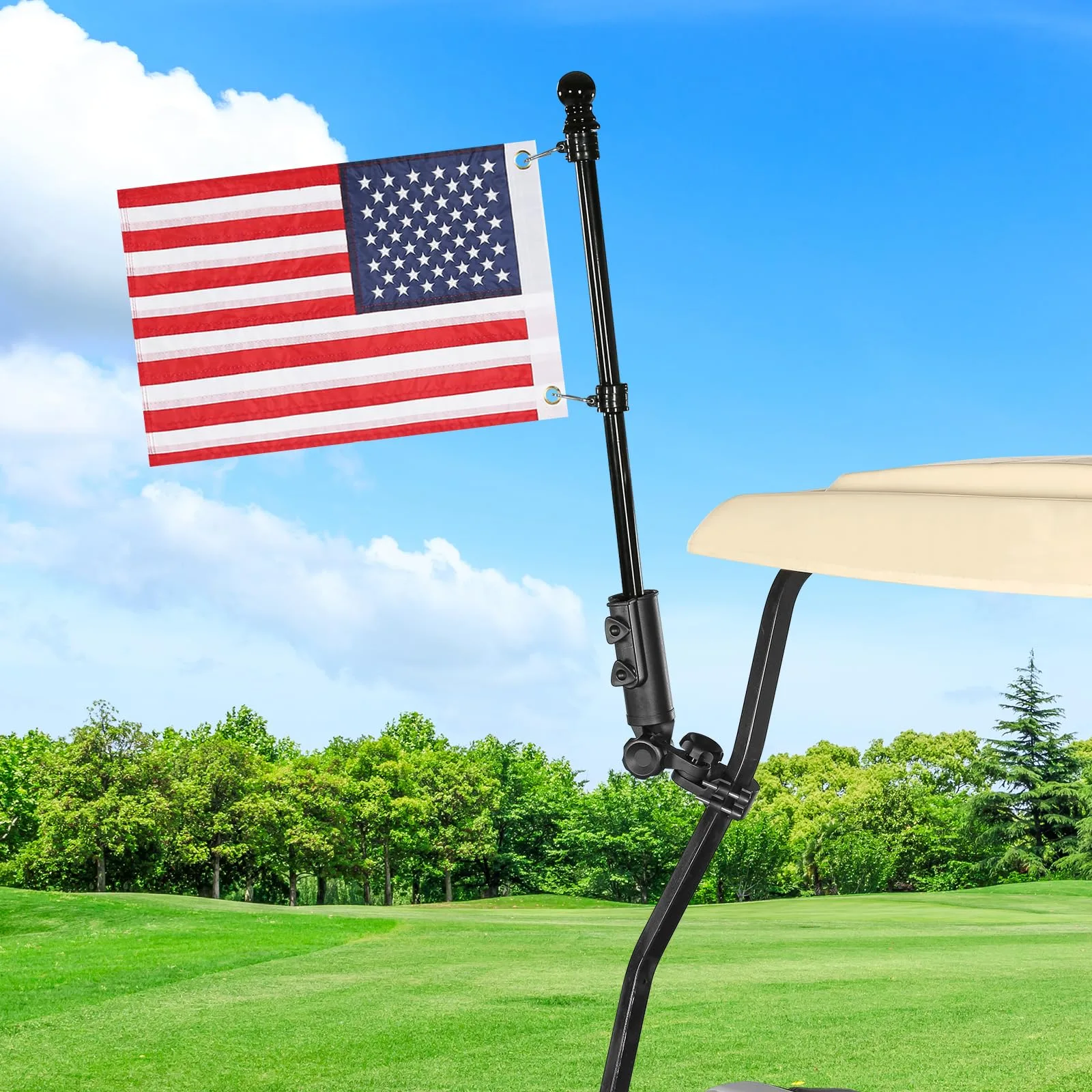 WEIMELL Golf Cart Flag Holder Kit with USA Flag