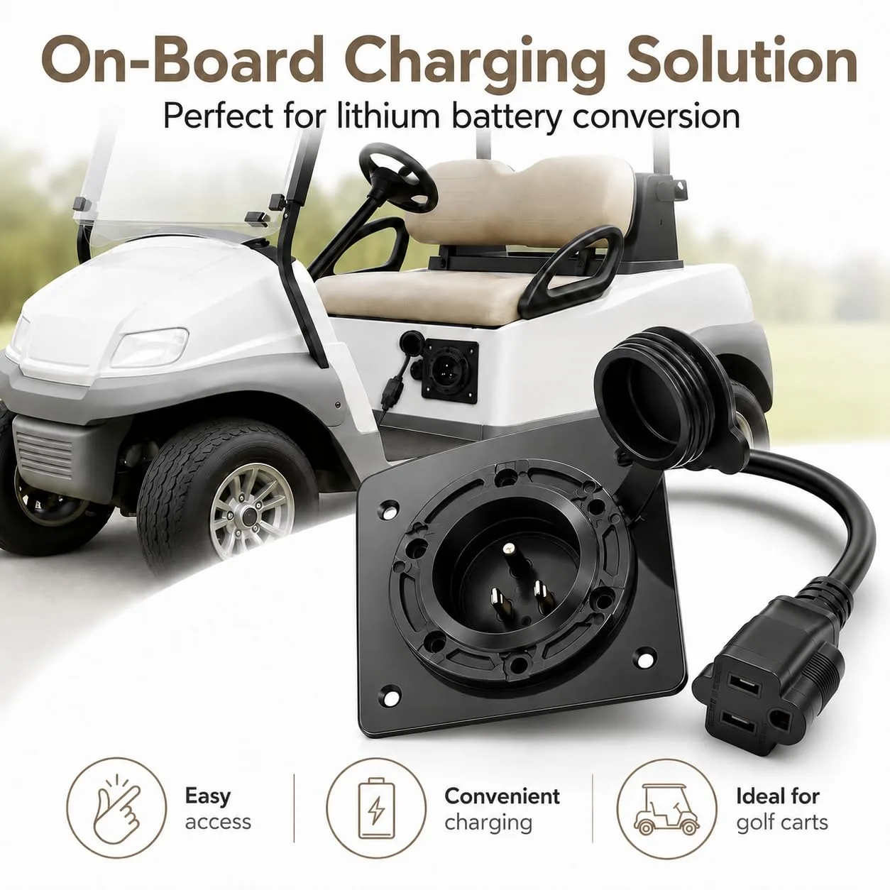 Vuicci Golf Cart Charging Port Adapter with 120V AC Plug image 3