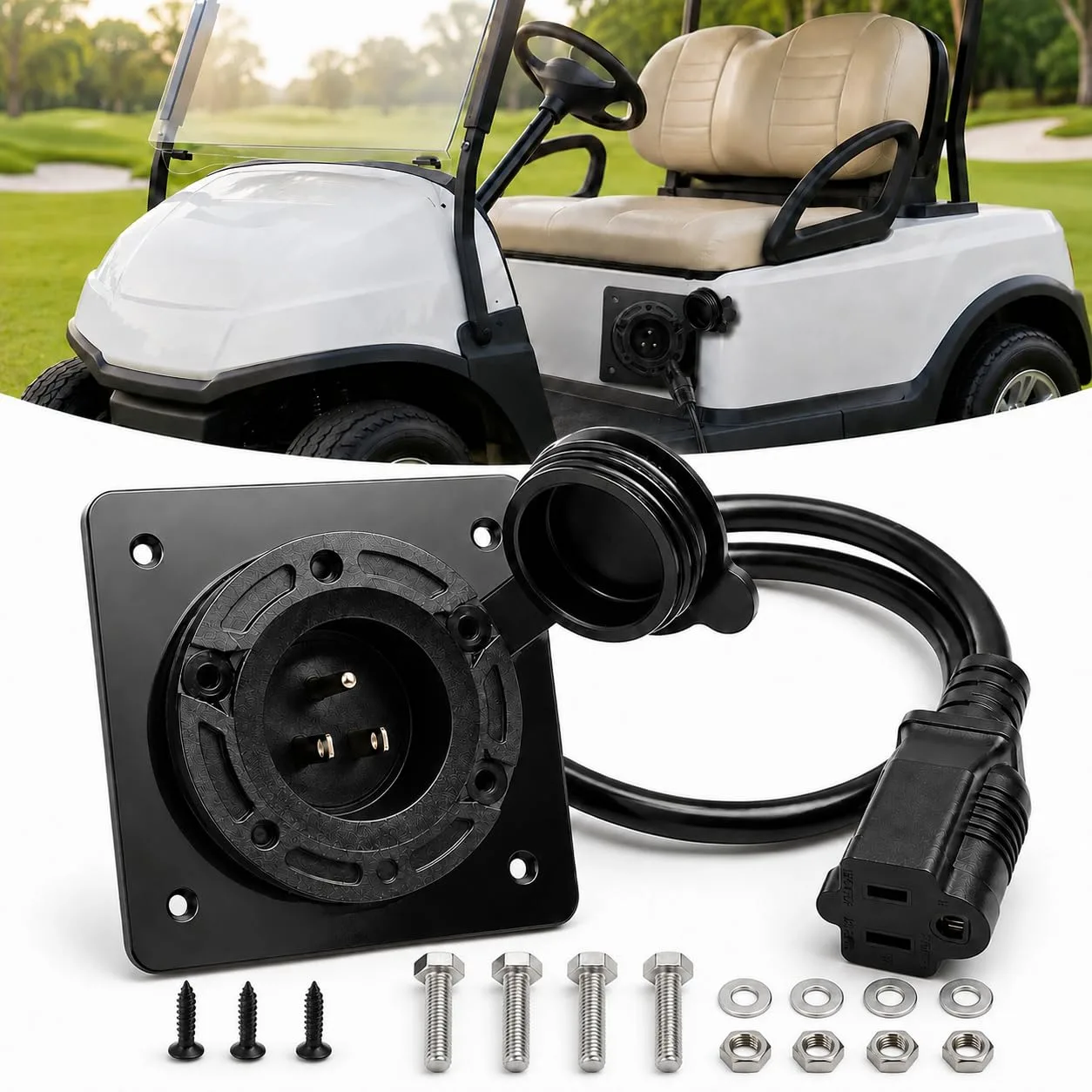 Vuicci Golf Cart Charging Port Adapter with 120V AC Plug