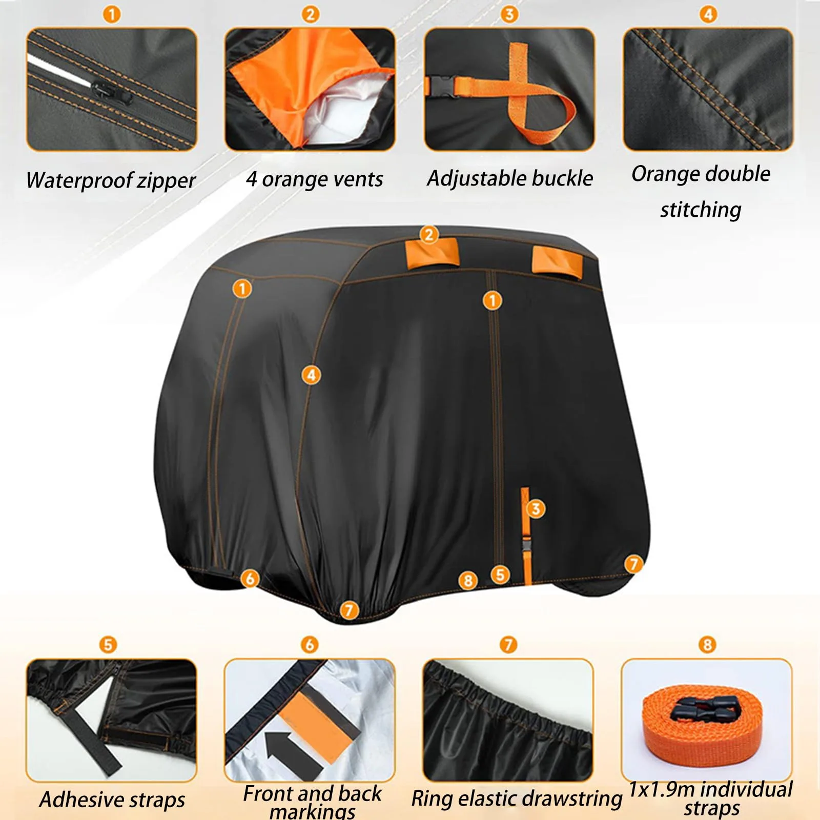 YYBDLC Golf Cart Cover for Garia Street Legal 6 Passenger image 4