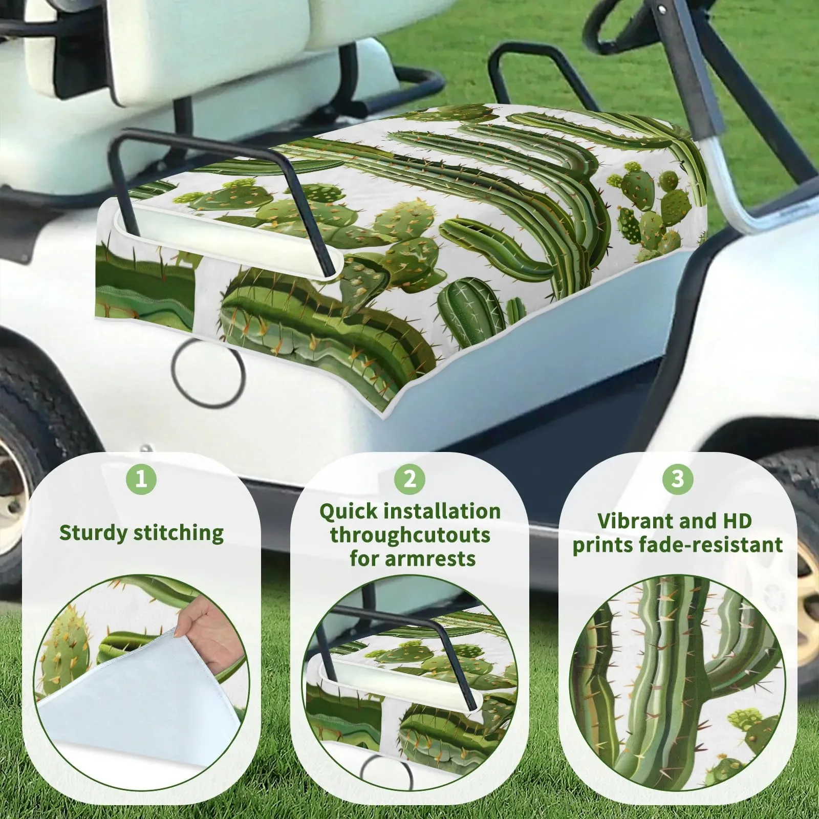 Tiveruda Cactus Golf Cart Seat Cover for Double Seats image 3