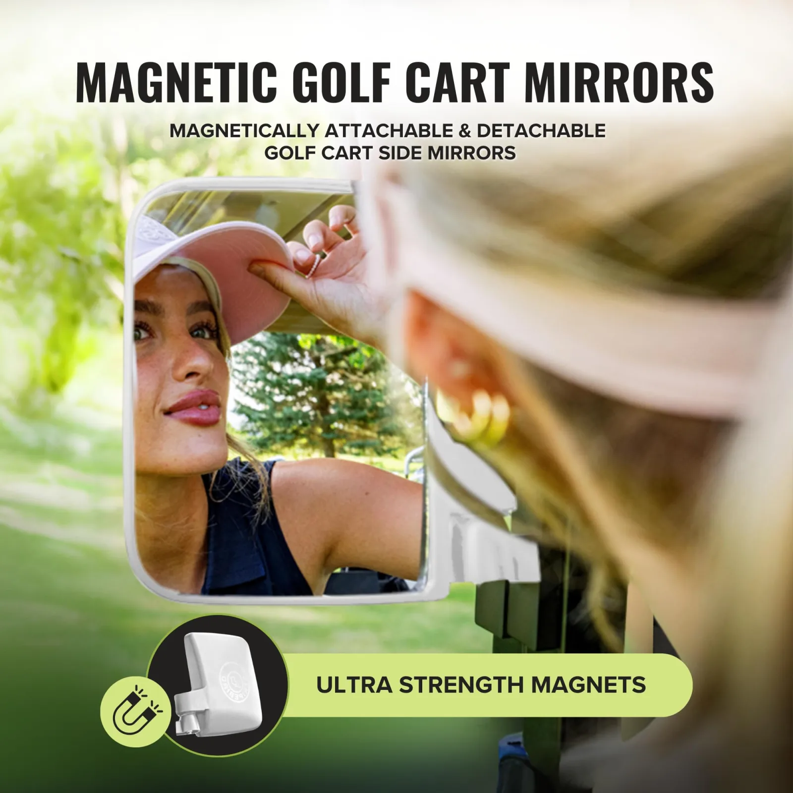 Stripebird Magnetic Golf Cart Side Mirrors SB-17005 (White) image 2