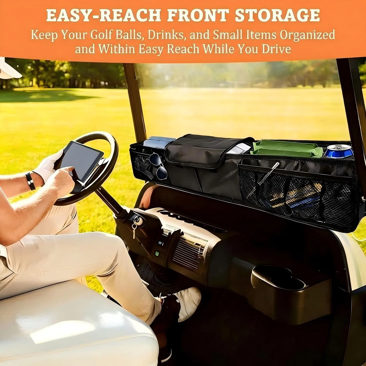 yunyouxuan Golf Cart Storage Tray for MotoEV Sport Series with Insulated Cup Holders image 2