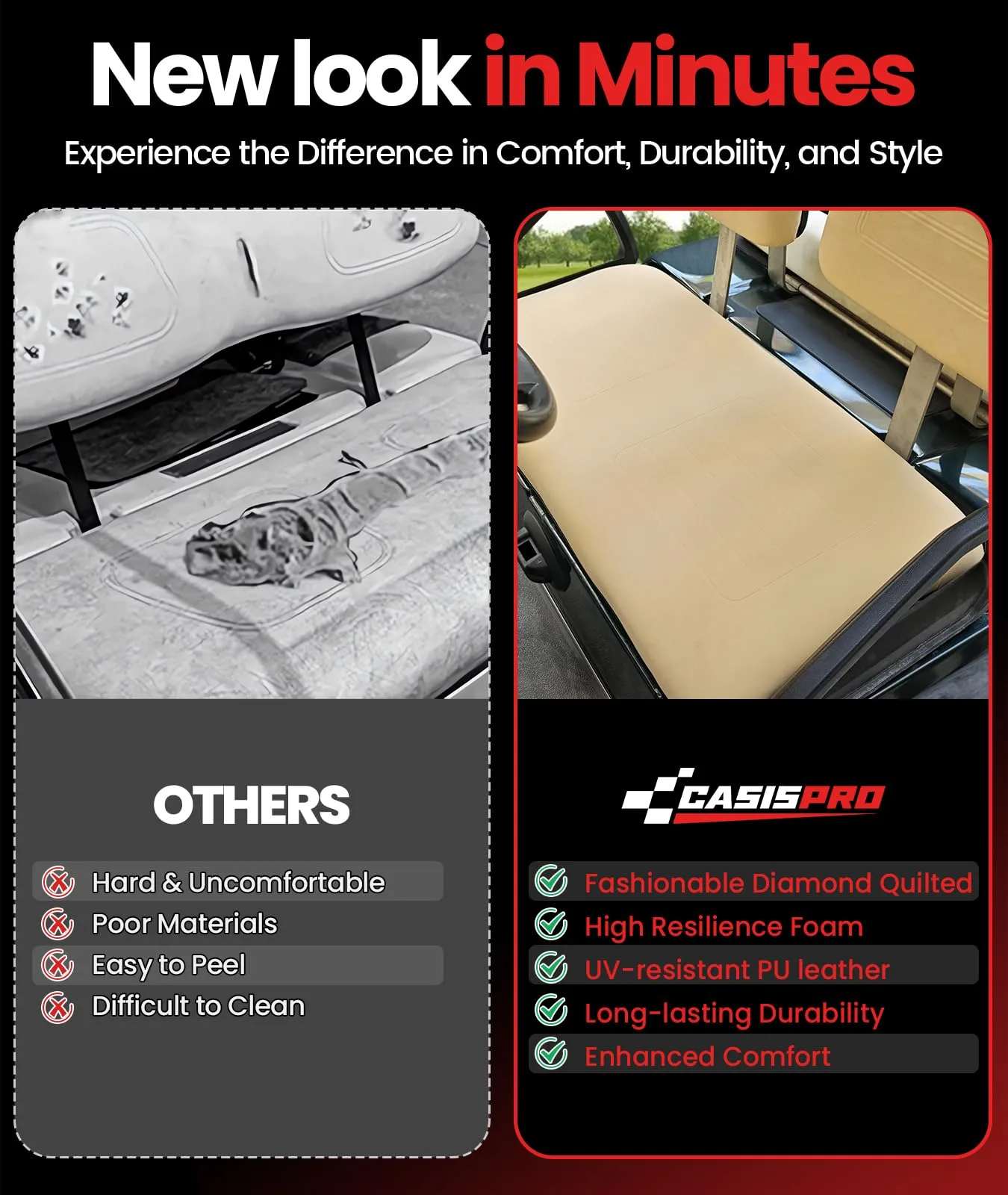 CASISPRO Club Car DS Front Seat Bottom Cushion Beige image 4