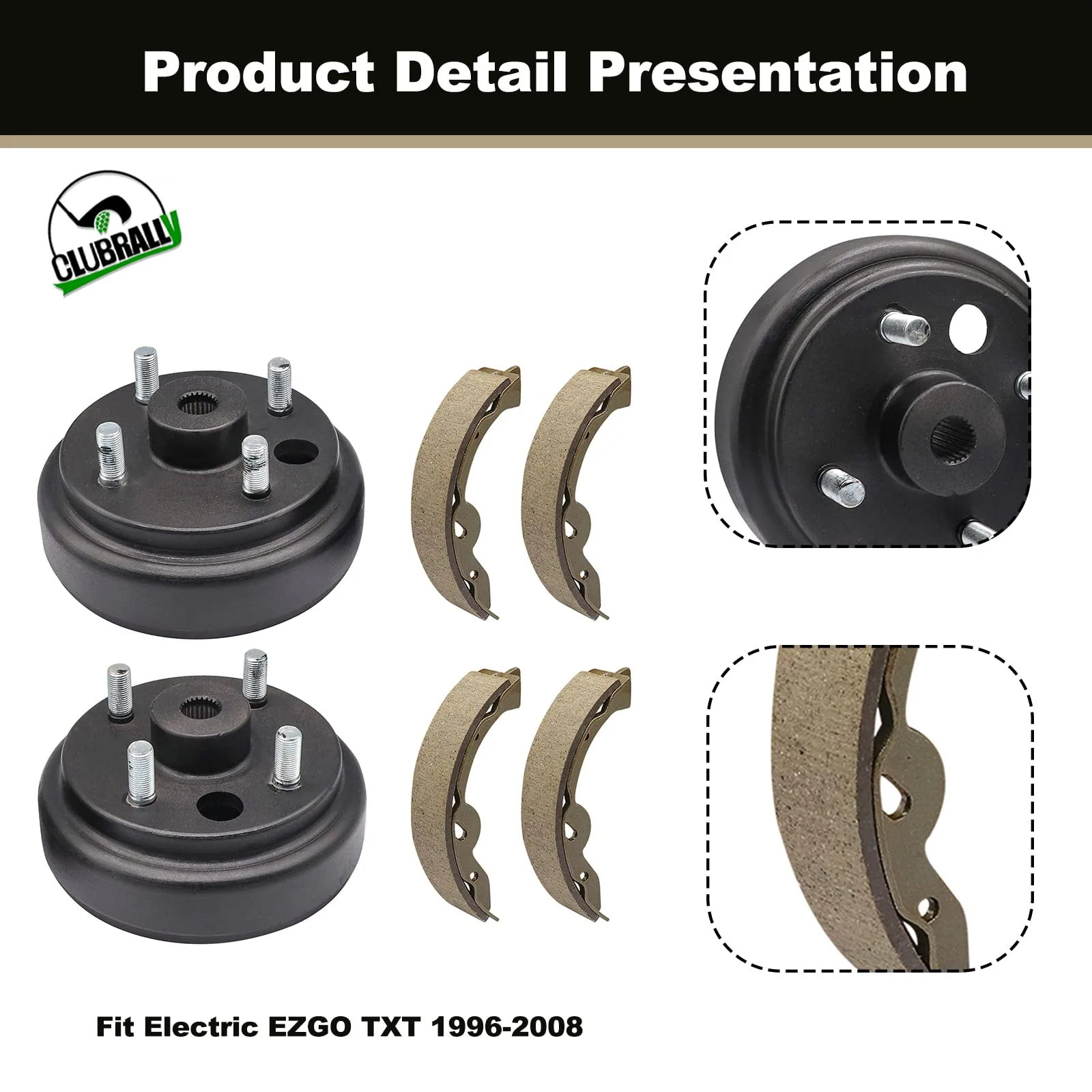 CLUBRALLY E-Z-GO TXT Brake Drum and Shoe Kit 1996-2008 image 2