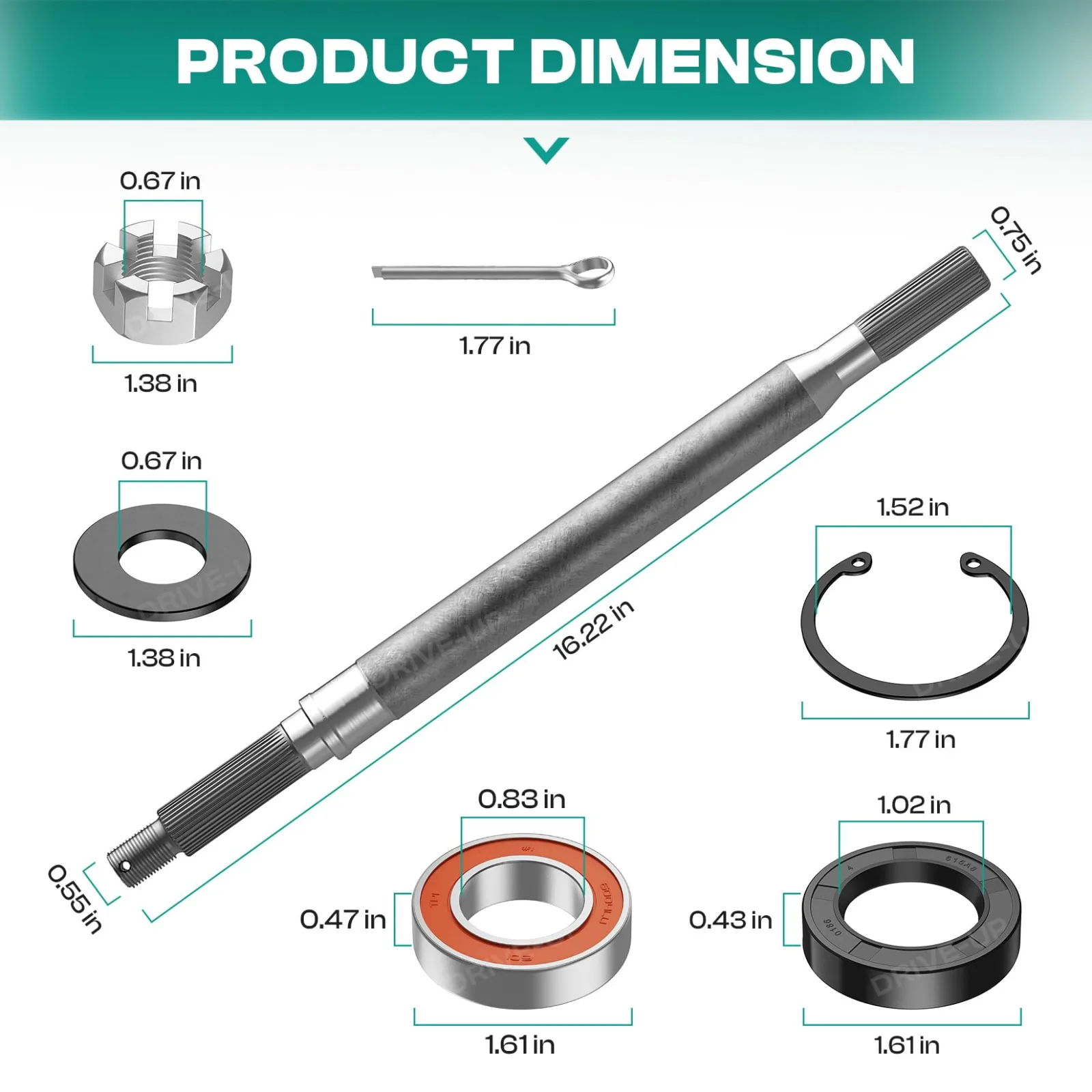 DRIVE UP Rear Spline Axle Shaft for E-Z-GO RXV image 3