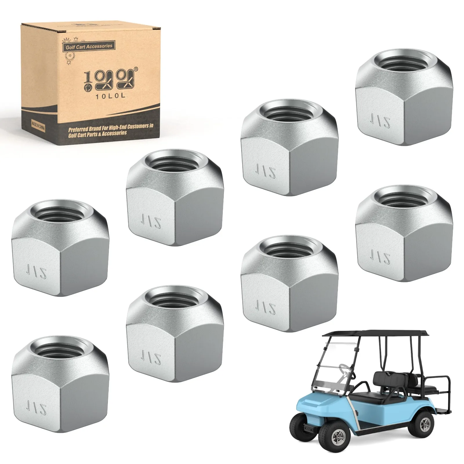 10L0L M12 Golf Cart Lug Nuts, 8-Piece Set