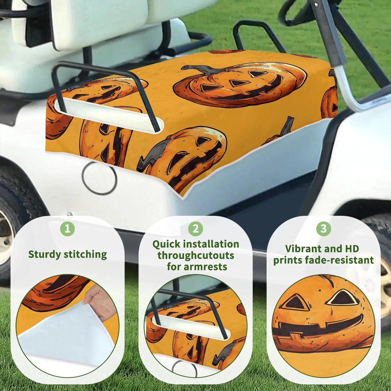 Tiveruda Halloween Pumpkin Golf Cart Seat Cover 51 x 31 in image 3
