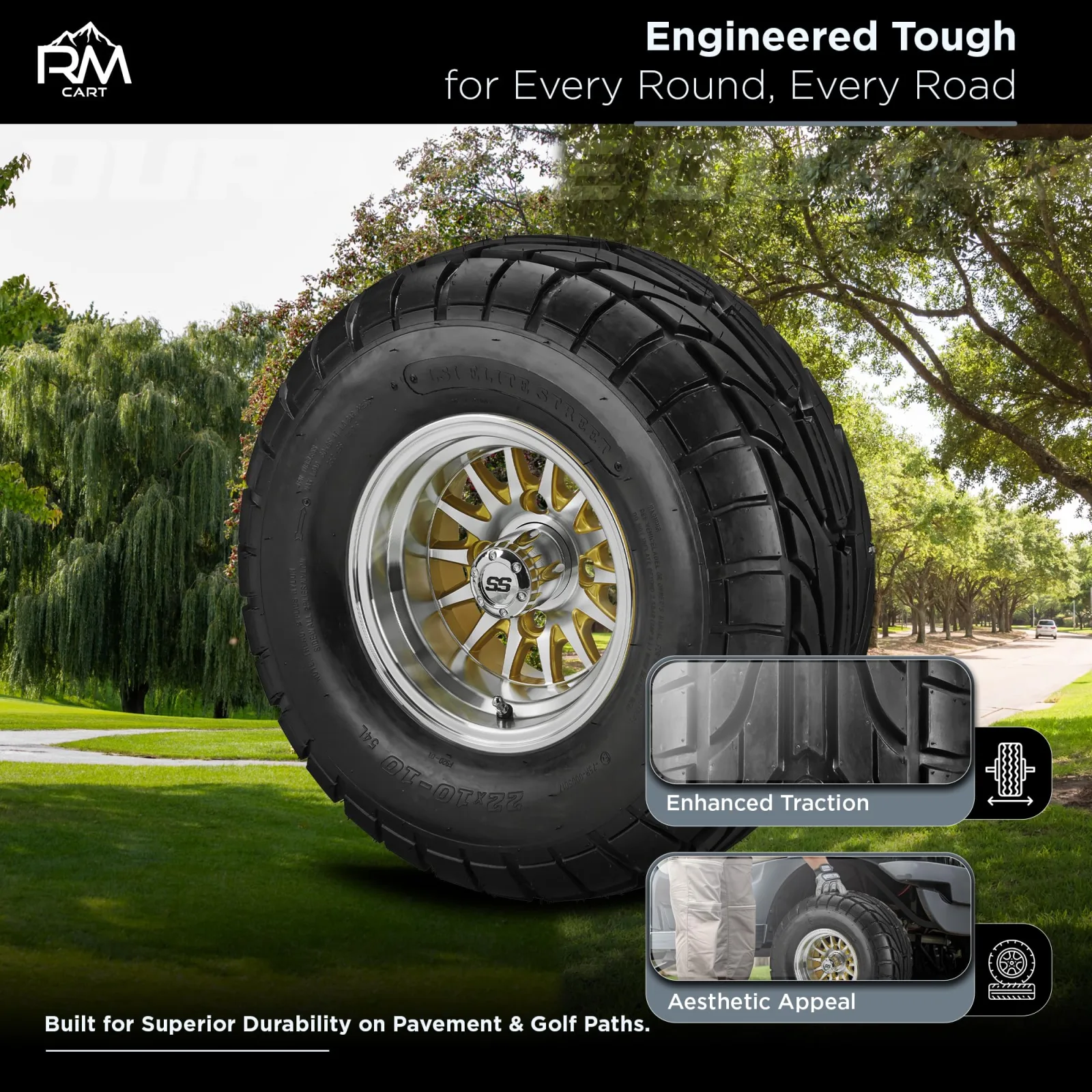 RM Cart 10057M505 22x10-10 Golf Cart Wheel Set image 2