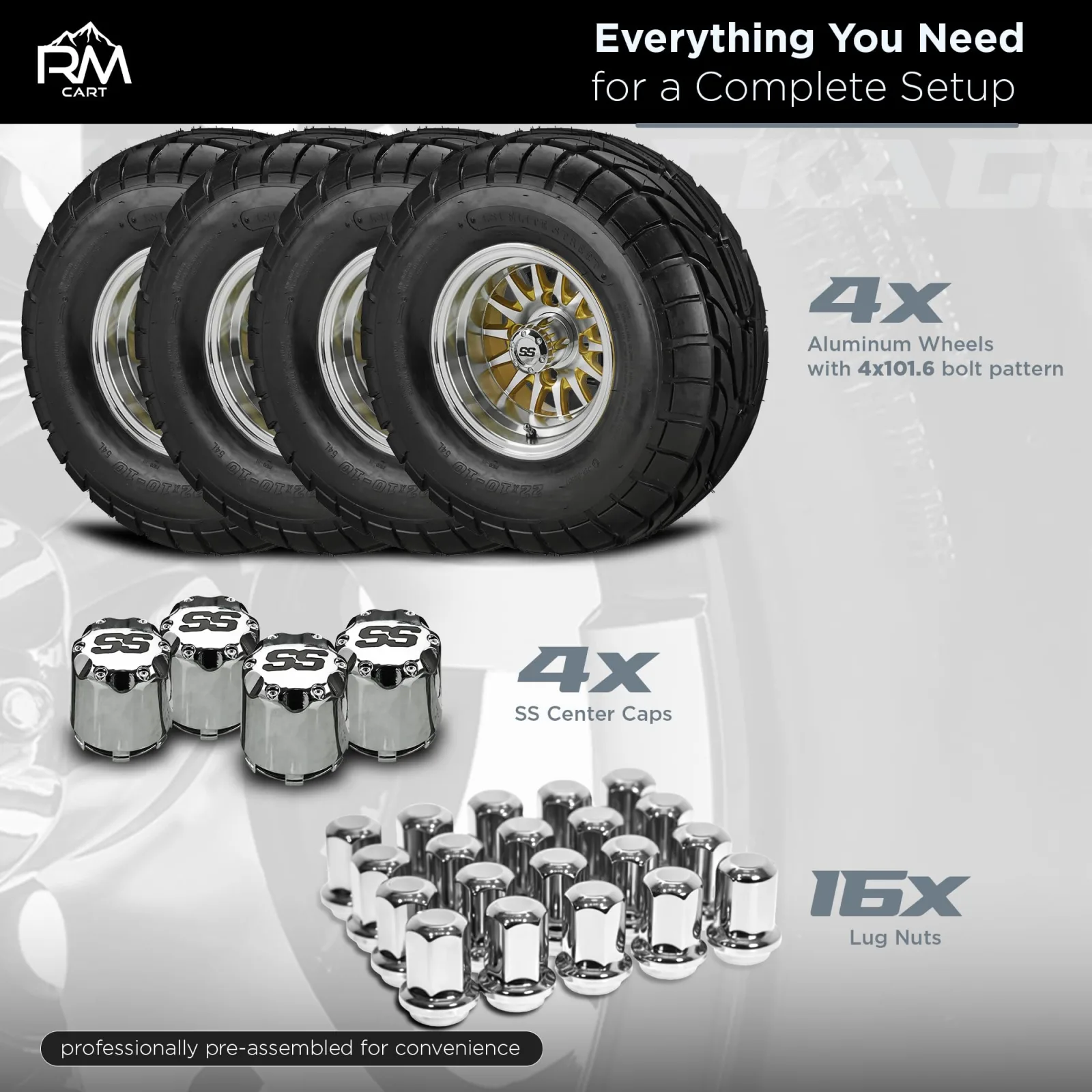 RM Cart 10057M505 22x10-10 Golf Cart Wheel Set image 3