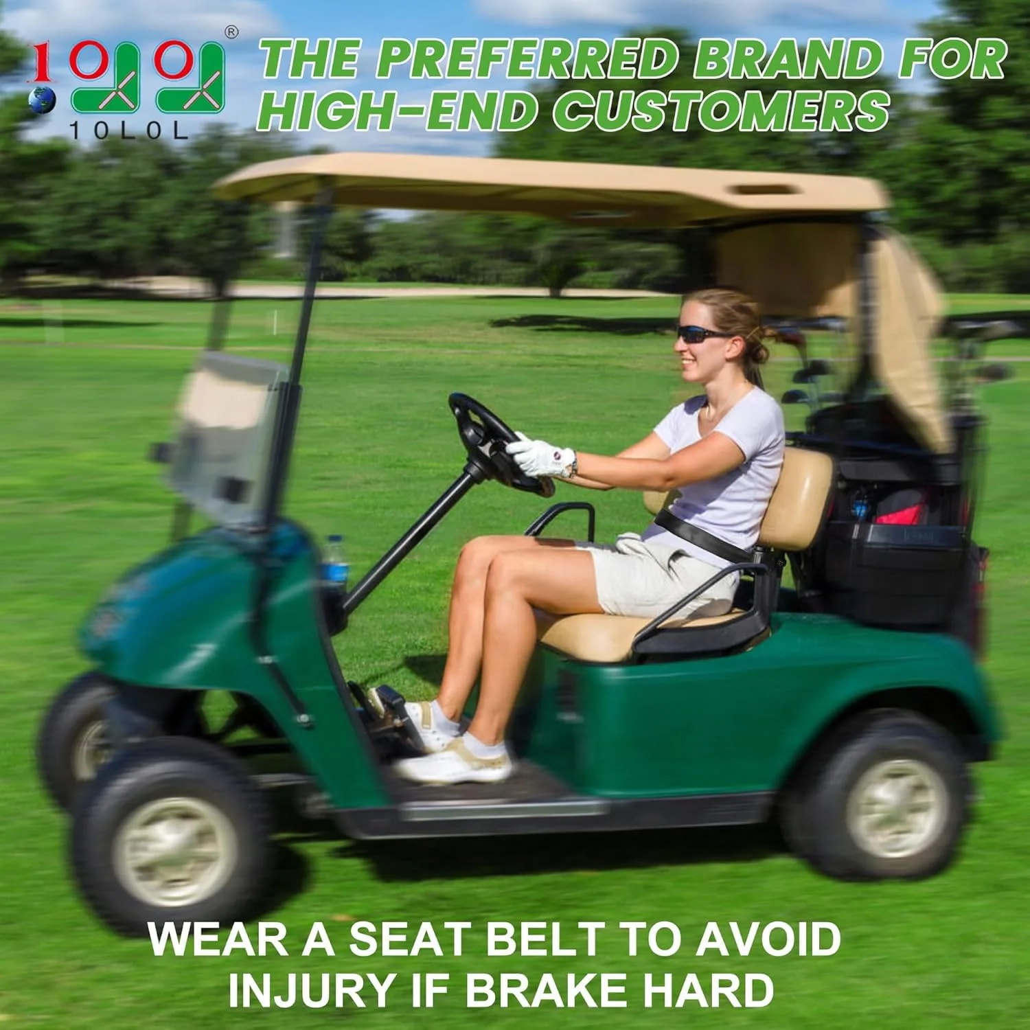 10L0L 42-Inch Retractable Golf Cart Seat Belts, Set of 2 image 2