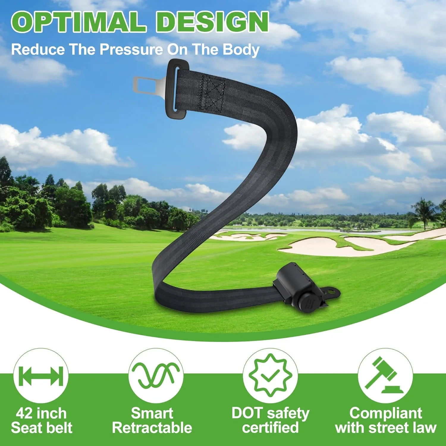 10L0L 42-Inch Retractable Golf Cart Seat Belts, Set of 2 image 3
