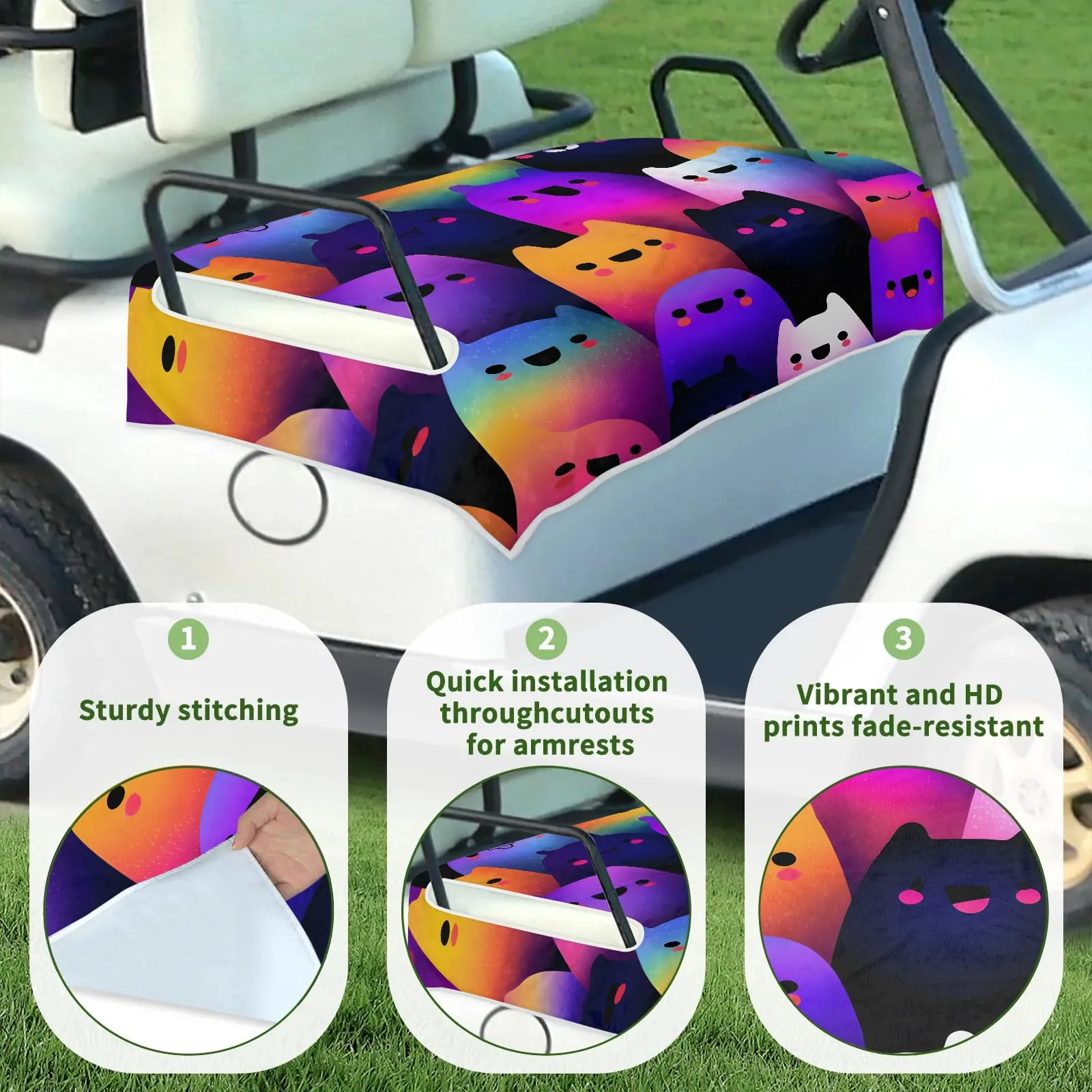 Tiveruda Halloween Ghost Golf Cart Seat Cover, 51 x 31 in image 3