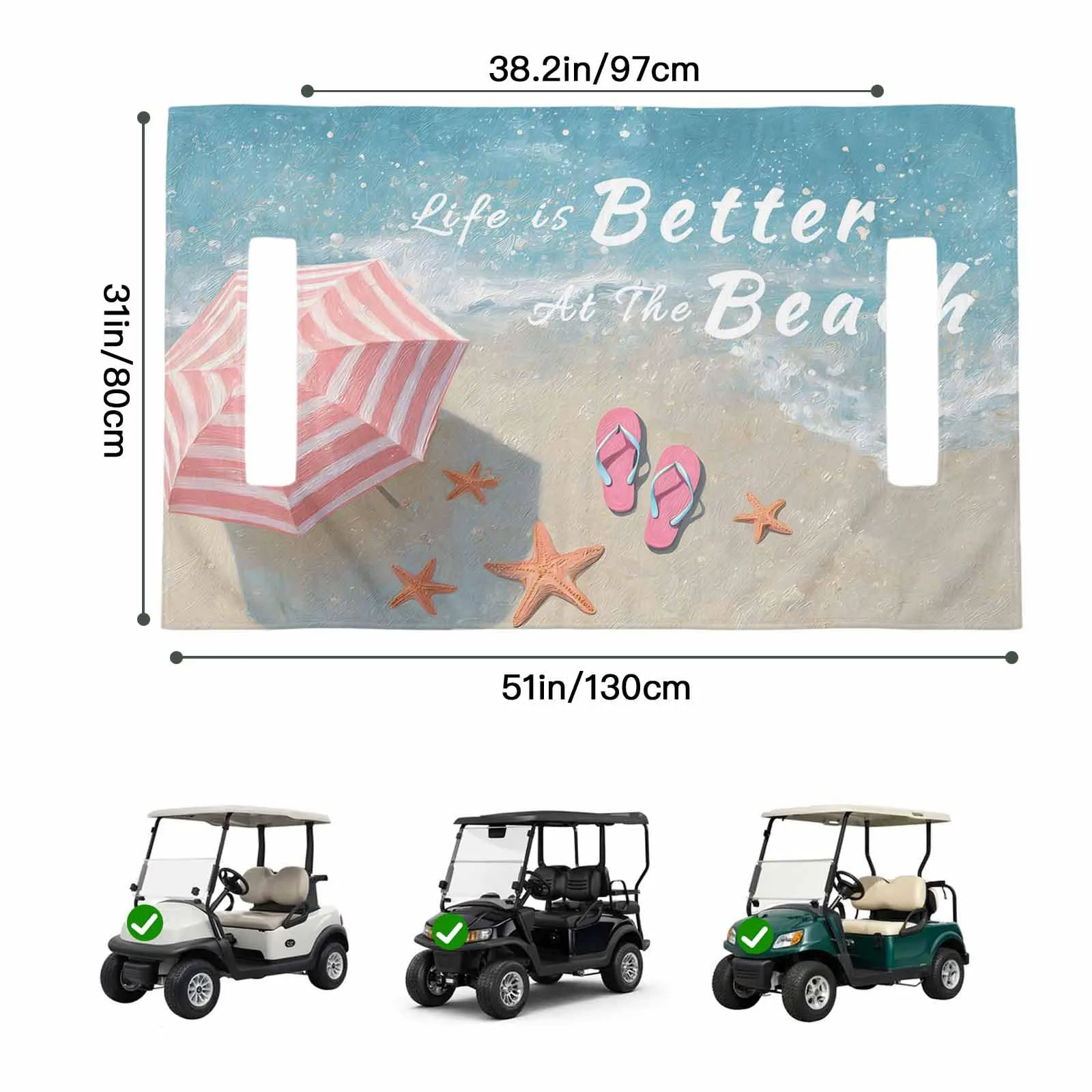 Trosturdspn Golf Cart Seat Towel Cover, Blue, 51 x 31 in image 2