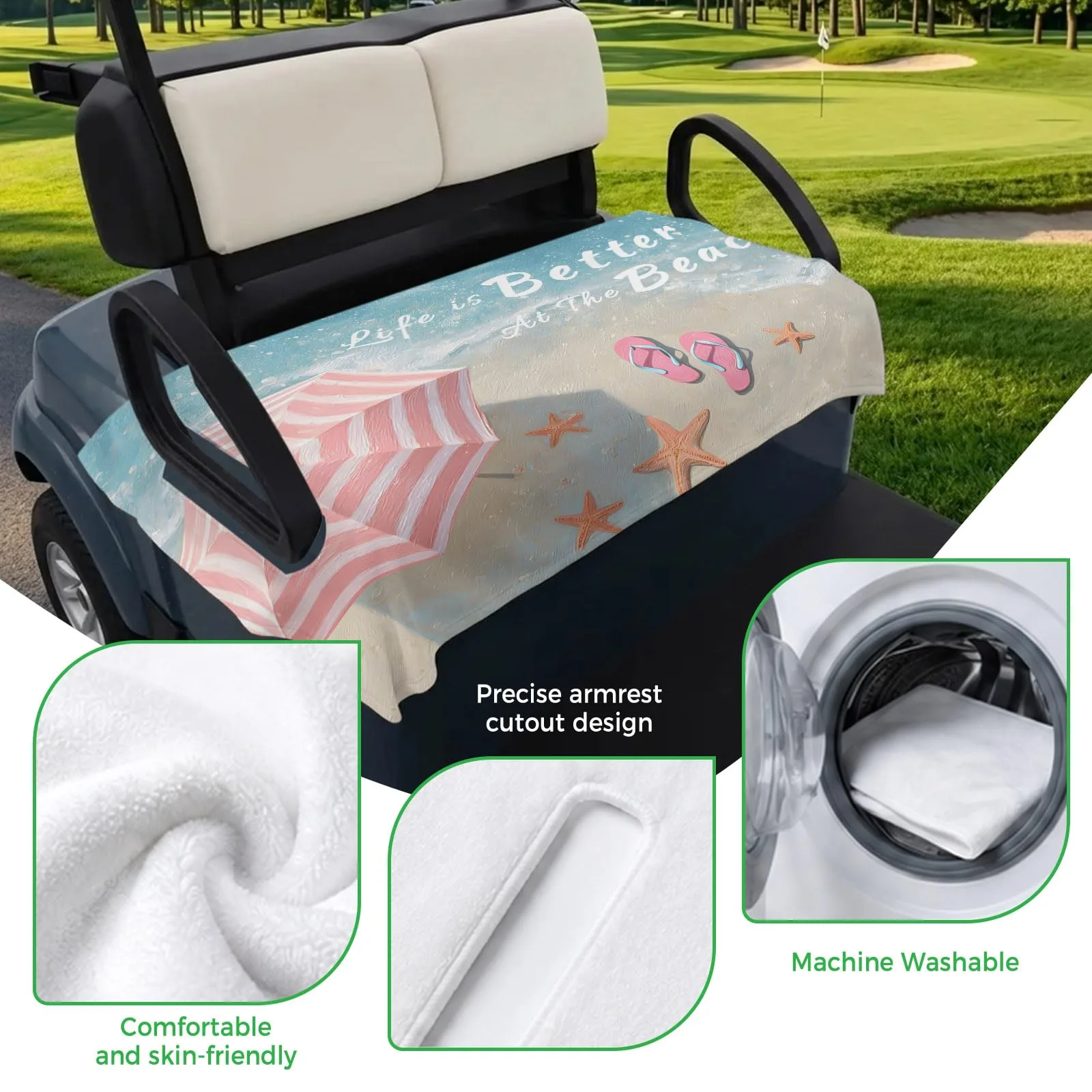 Trosturdspn Golf Cart Seat Towel Cover, Blue, 51 x 31 in image 3