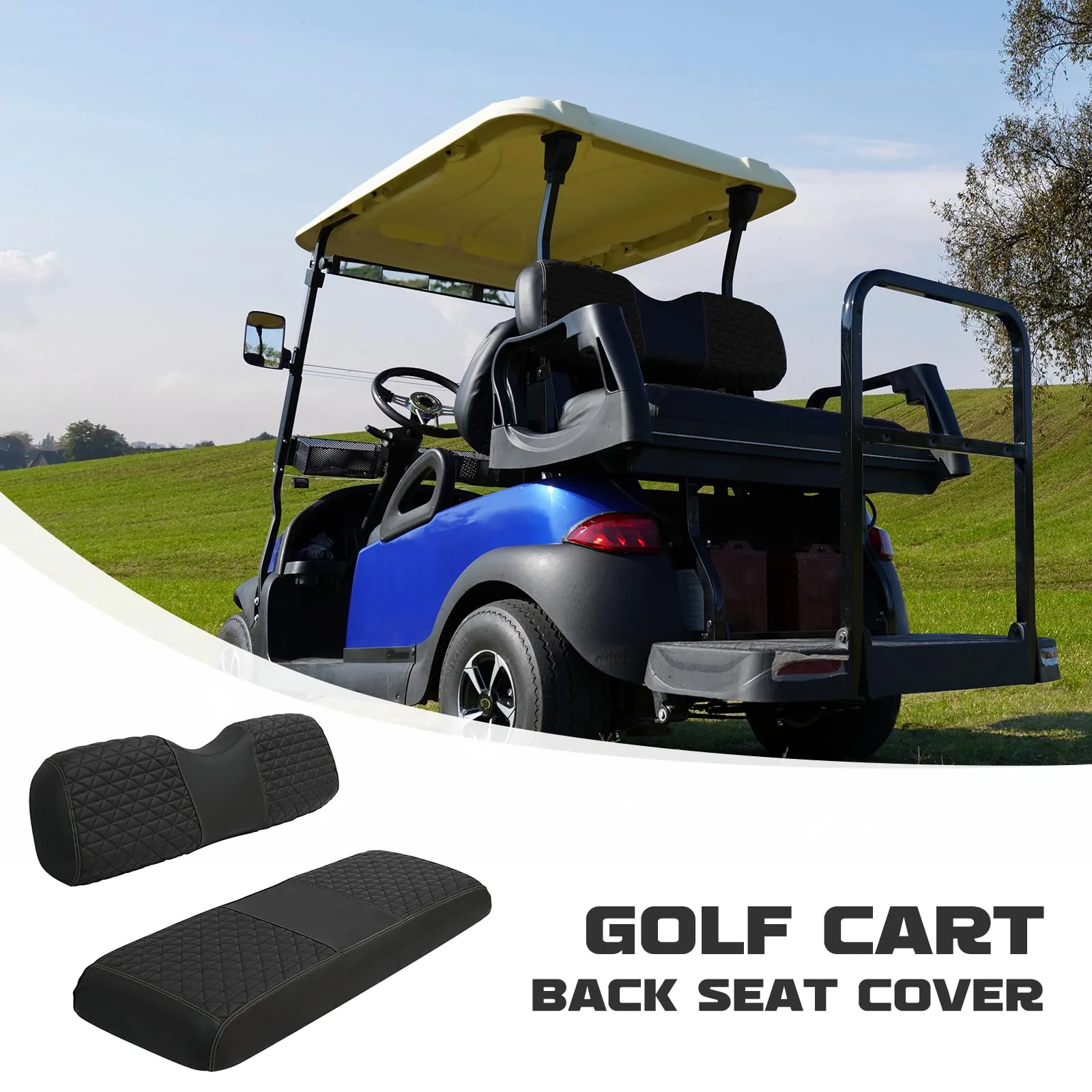 XUANYUDG0769 Rear Golf Cart Seat Covers, Black Faux Leather image 3