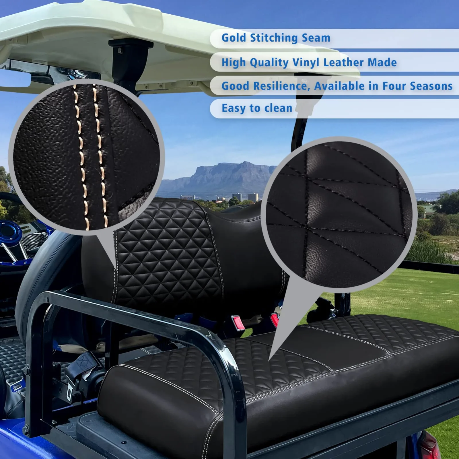 XUANYUDG0769 Rear Golf Cart Seat Covers, Black Faux Leather image 4