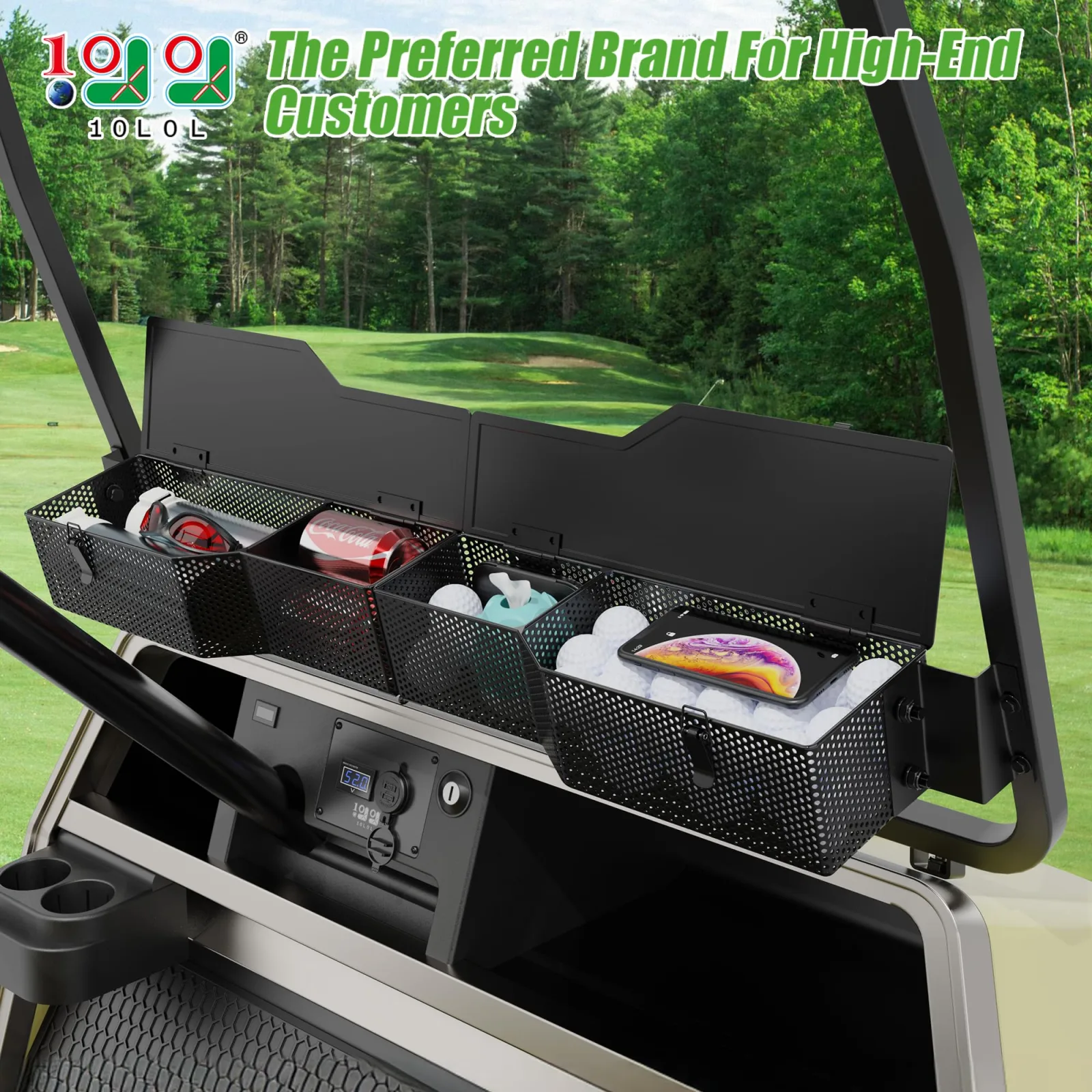 10L0L Front Storage Basket with Cover for Club Car DS 2000-Up image 2