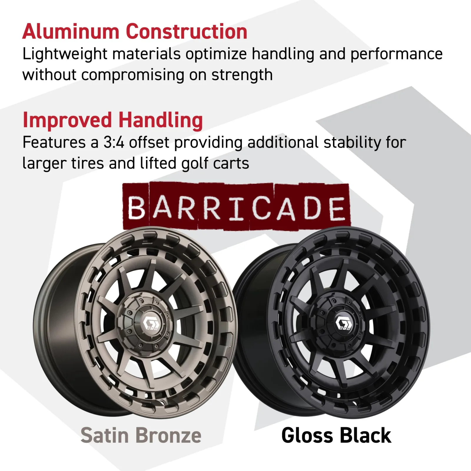 GTW Barricade 15-Inch Satin Bronze Golf Cart Wheels image 2