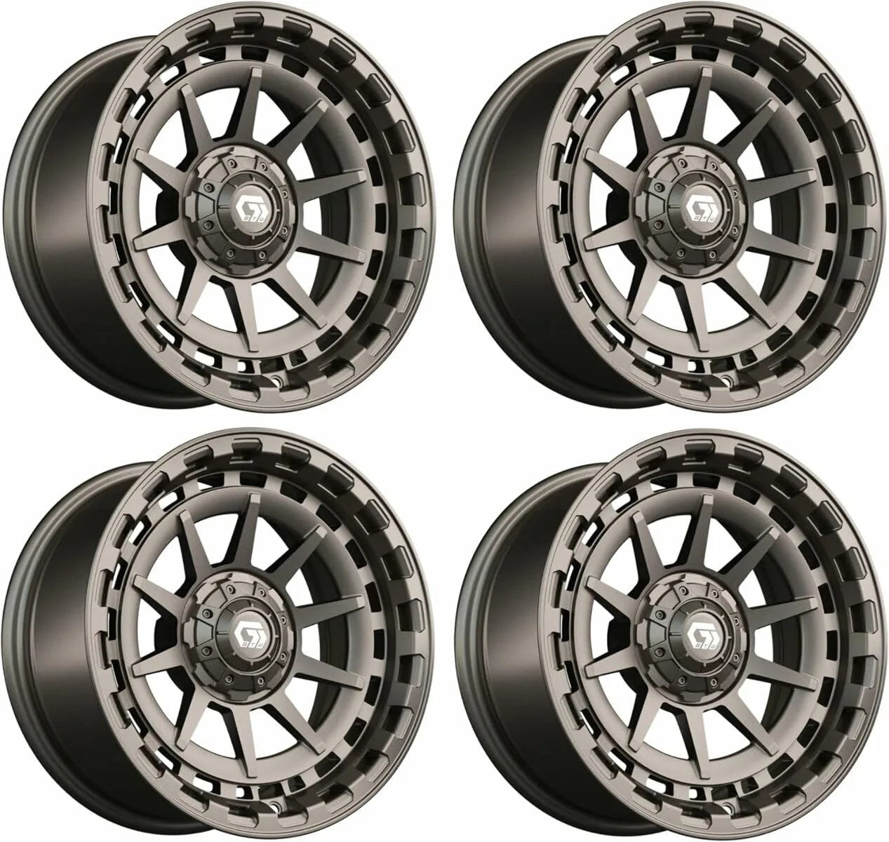 GTW Barricade 15-Inch Satin Bronze Golf Cart Wheels