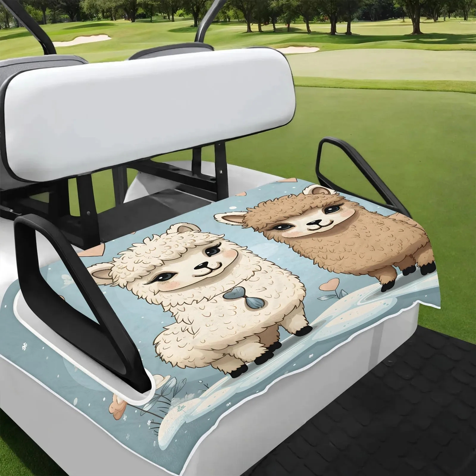 Tiveruda Llama Heart Golf Cart Seat Cover, 51 x 31 Inch