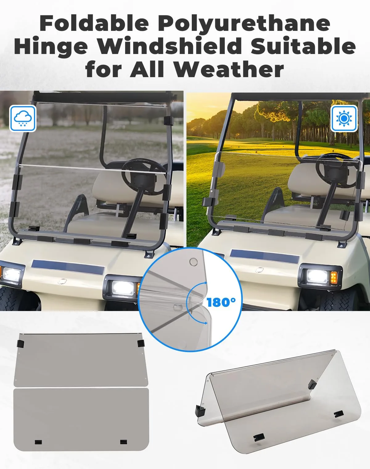 KEMIMOTO Foldable Windshield for Club Car DS 2000+ image 4