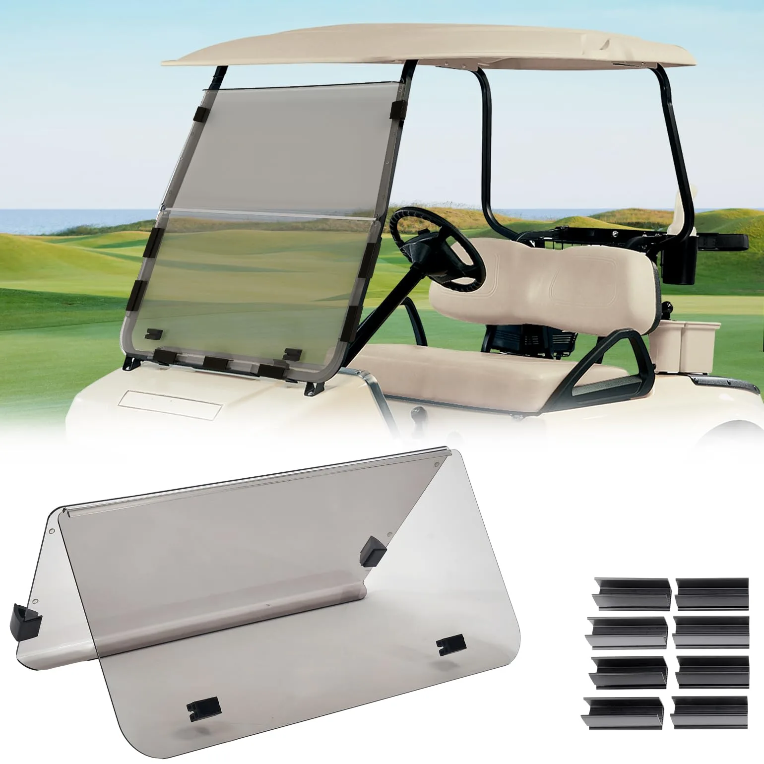 KEMIMOTO Foldable Windshield for Club Car DS 2000+