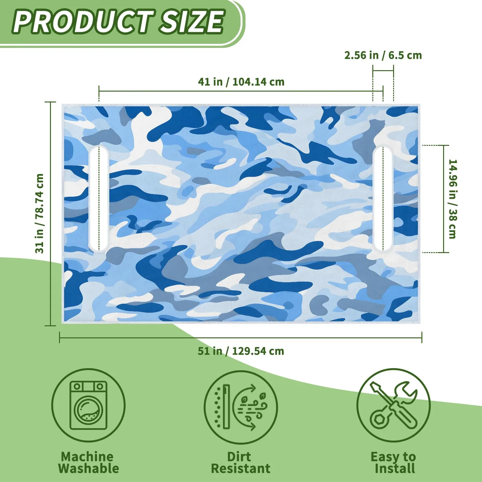 Tiveruda Blue Camo Golf Cart Seat Cover – 51" x 31" Microfiber image 2