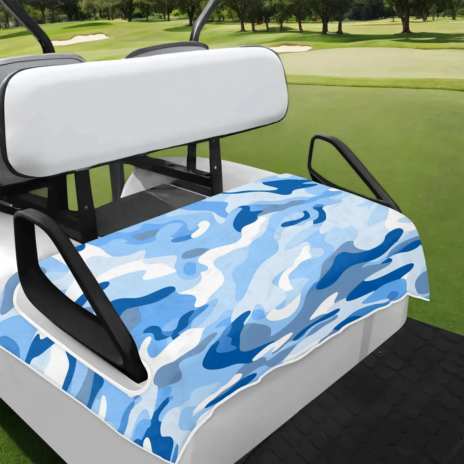 Tiveruda Blue Camo Golf Cart Seat Cover – 51" x 31" Microfiber