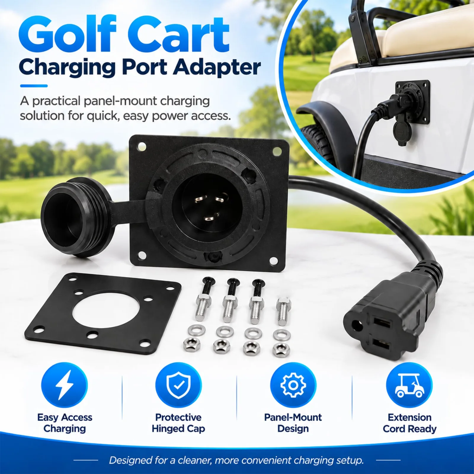 TFFUAM Golf Cart Charging Port Adapter 8574956342 — 120V Inlet image 2