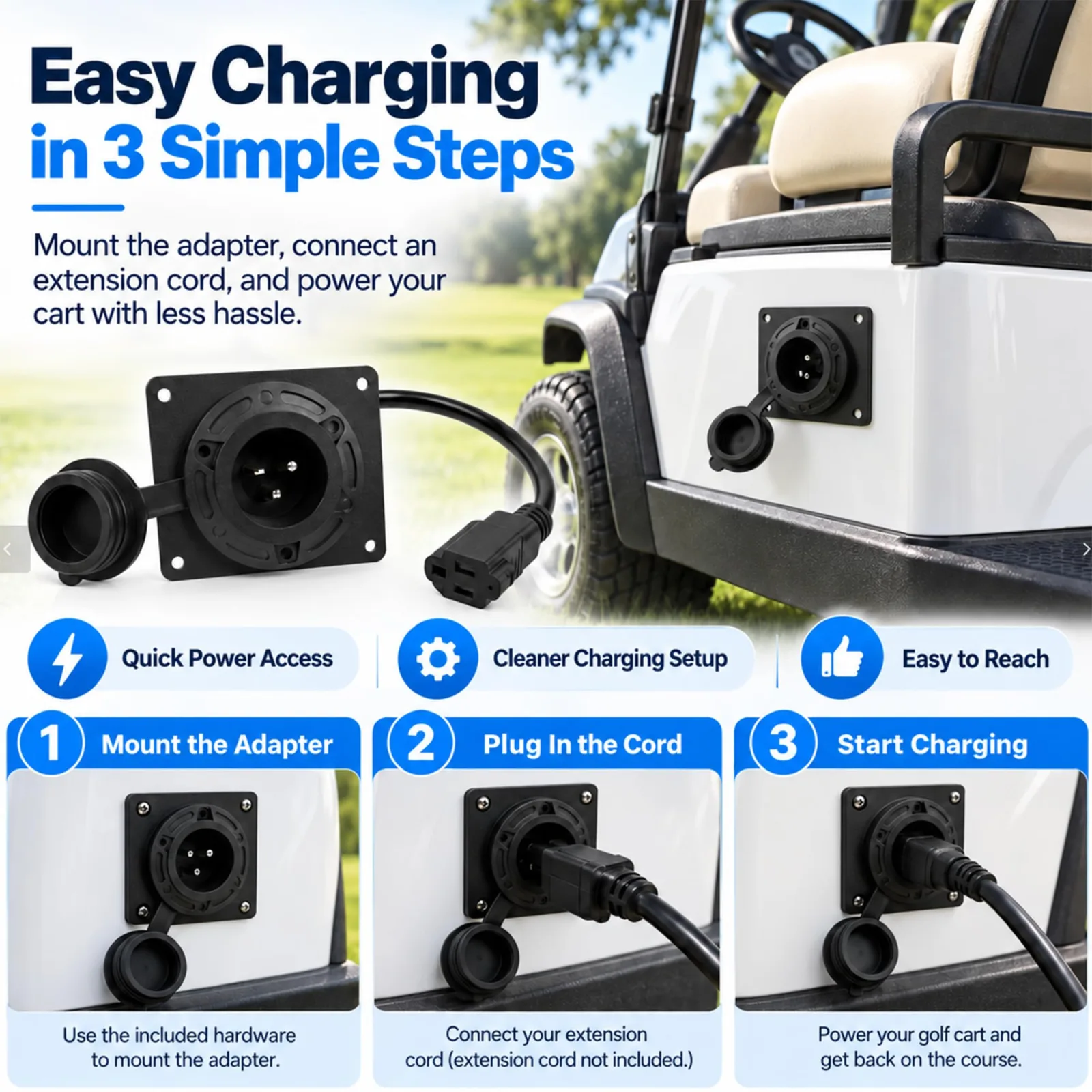 TFFUAM Golf Cart Charging Port Adapter 8574956342 — 120V Inlet image 4